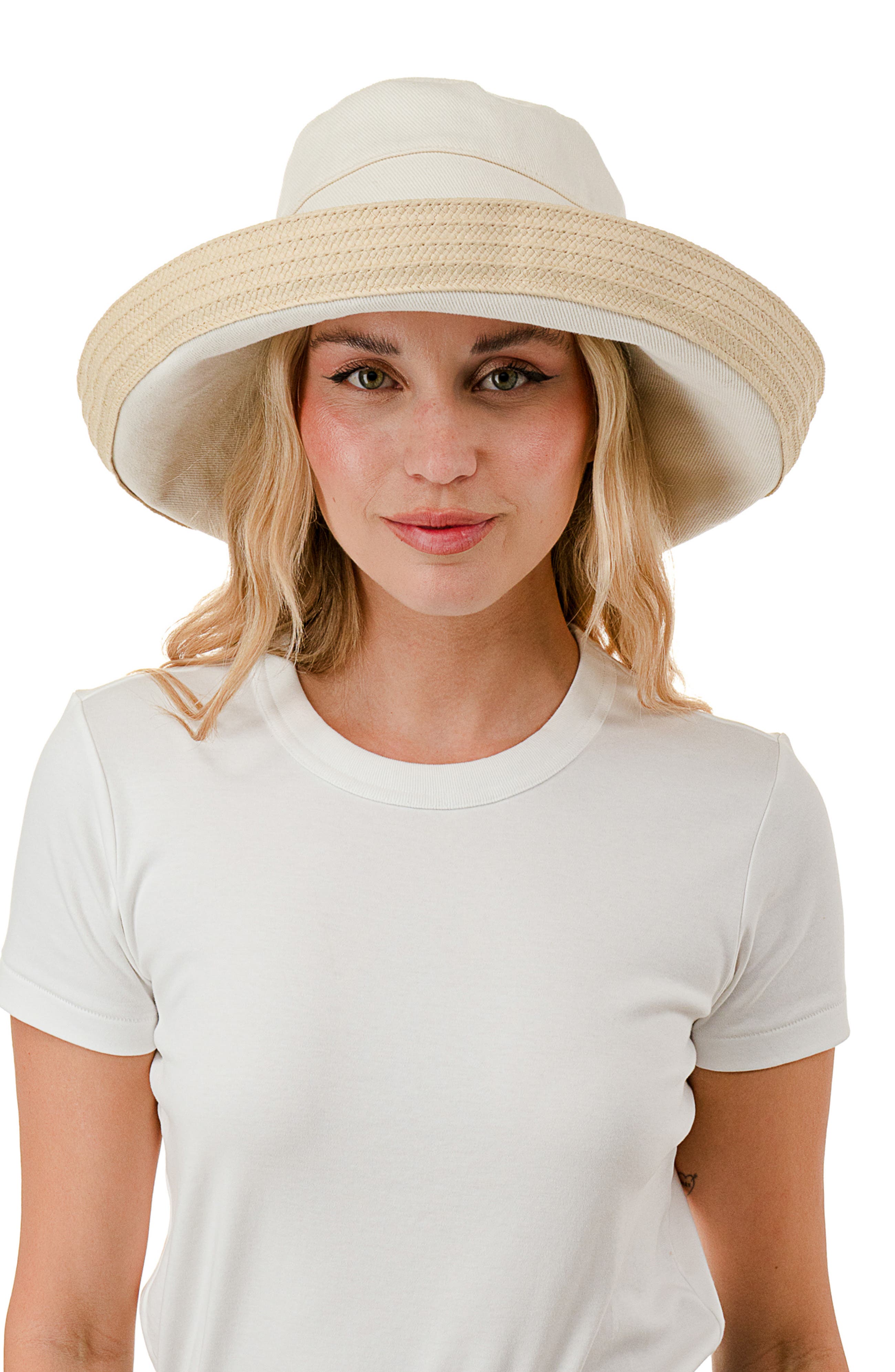 Nicole Miller Woven & Straw Cruiser Hat