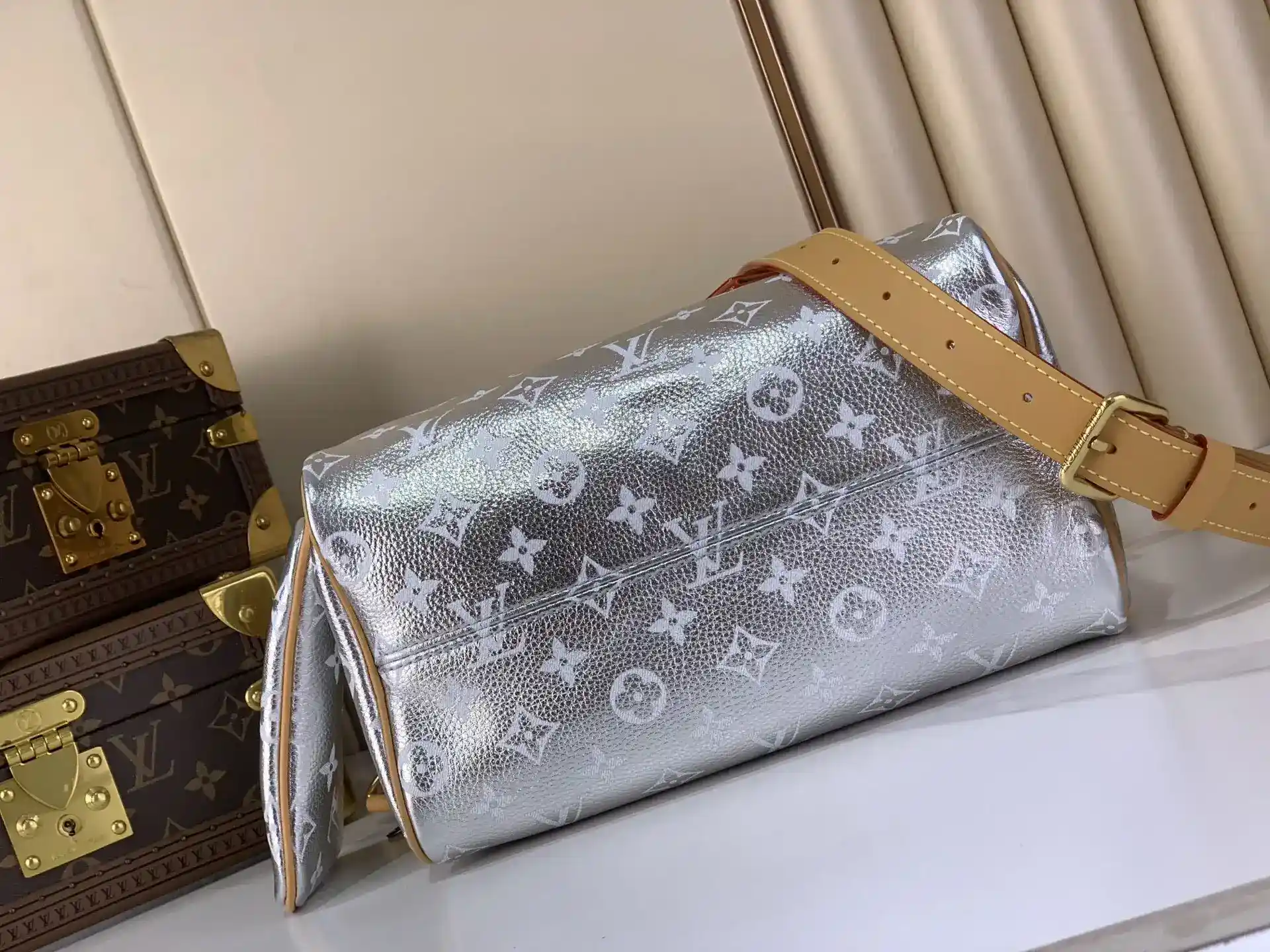 Louis Vuitton Silver Speedy Calfskin Top Handle Bag product photo from LabelPicks