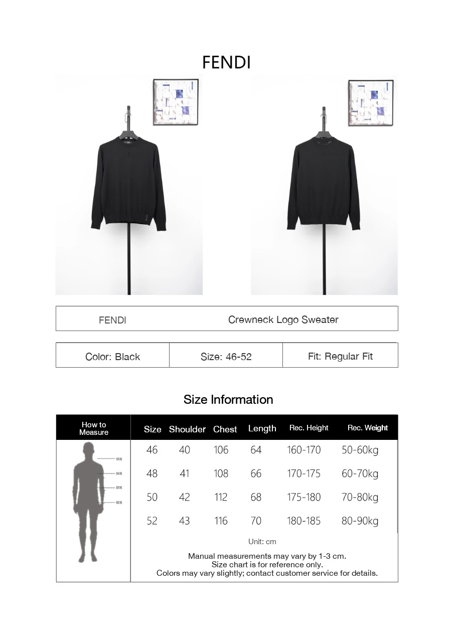 Fendi Black Embossed FF Wool Crewneck Sweater product photo from LabelPicks