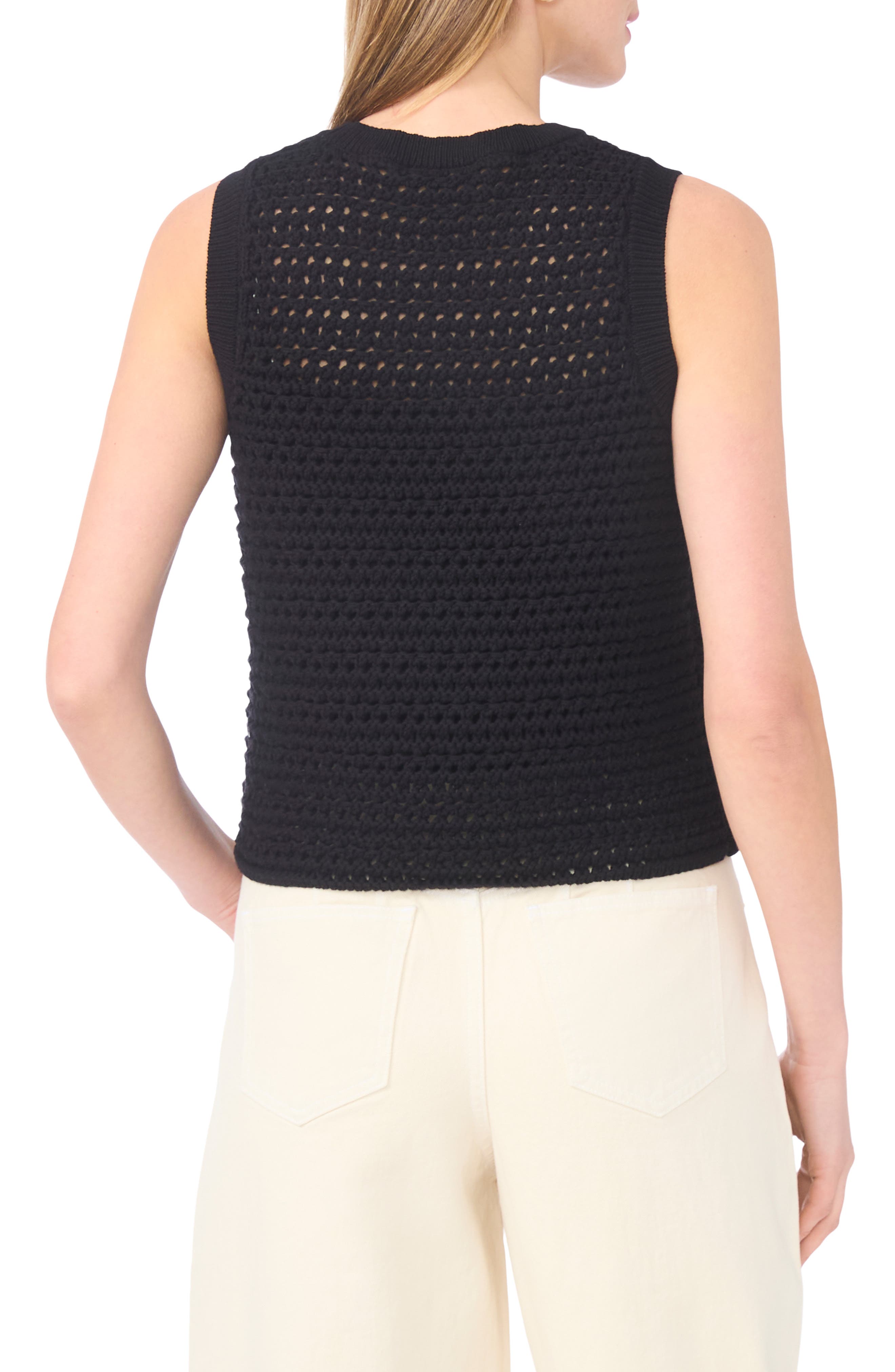 1.STATE Open Stitch Cotton Blend Sweater Tank