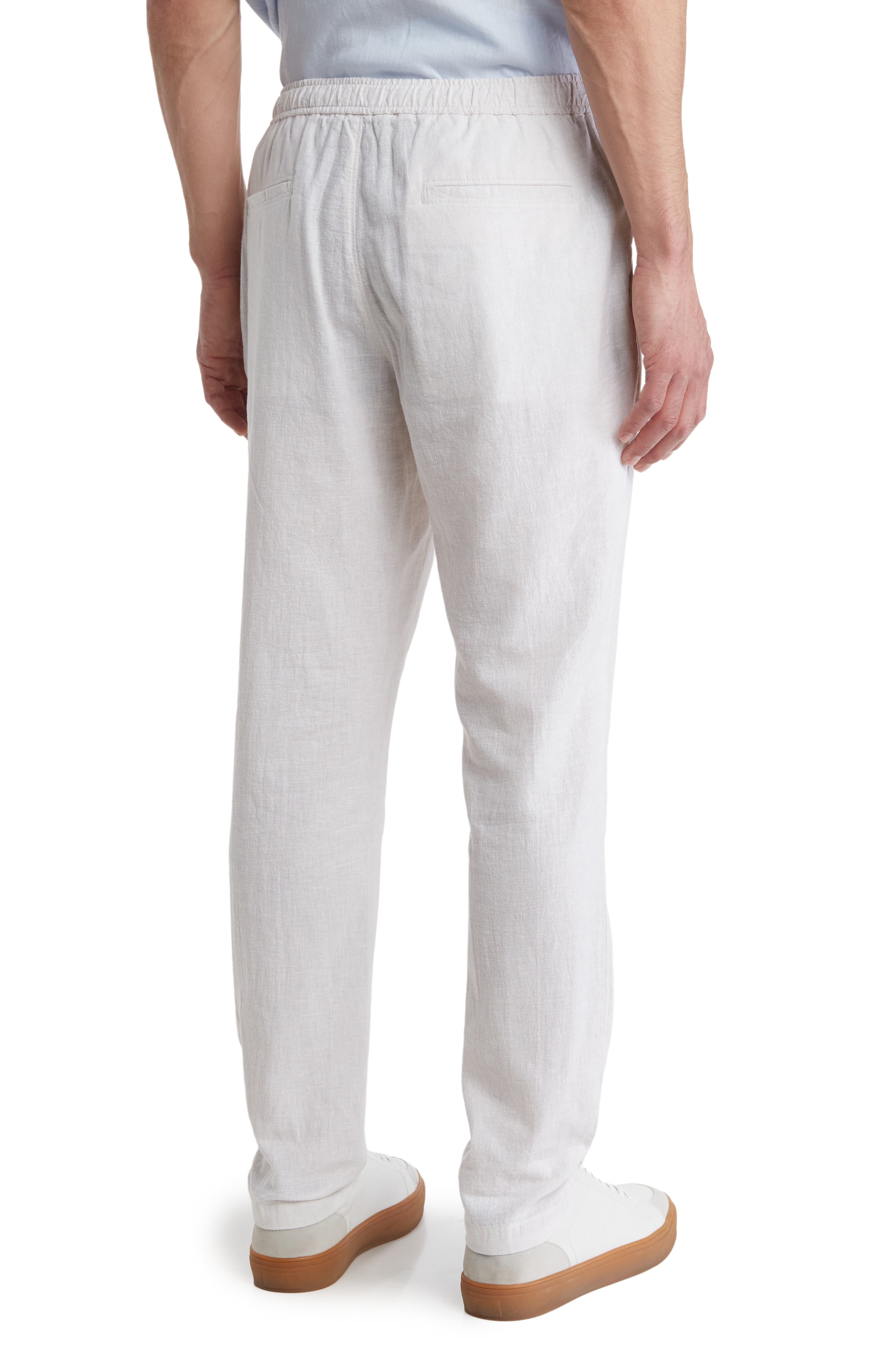 14th & Union Elastic Waist Linen Blend Trim Fit Pants