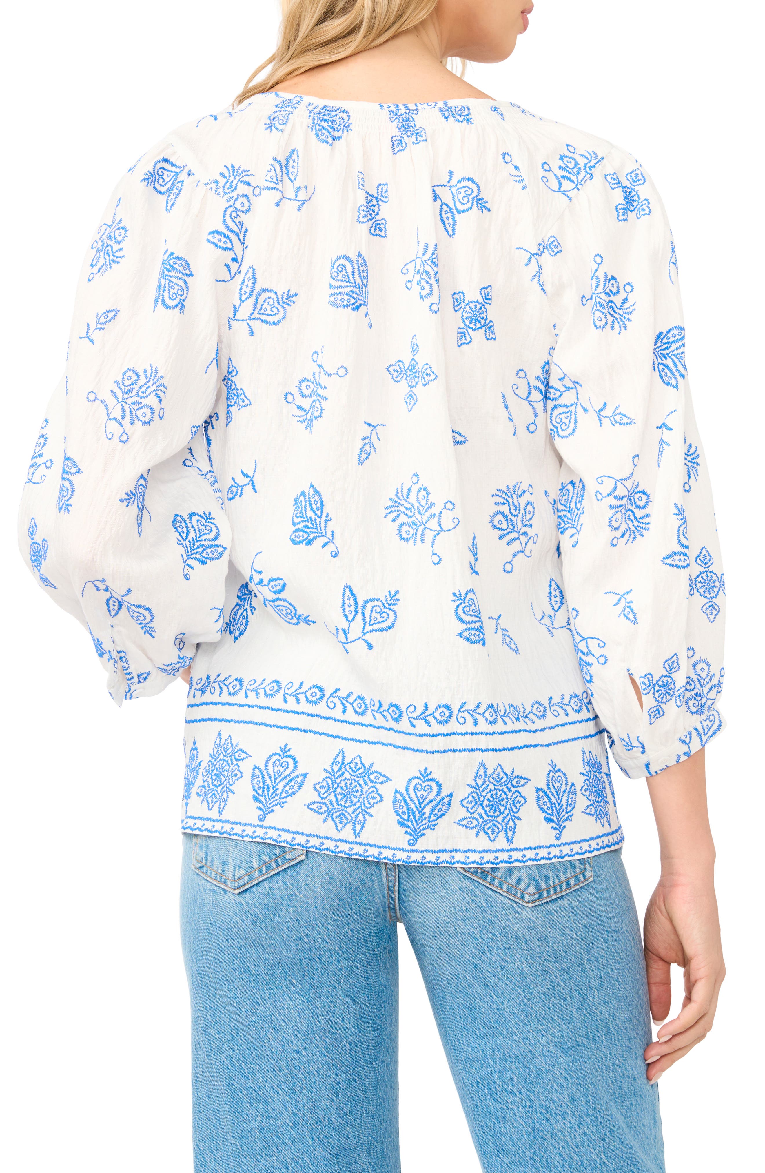 Vince Camuto Tie Neck Peasant Top