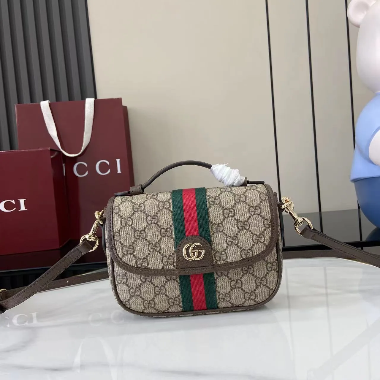 Gucci Ophidia Brown GG Supreme Canvas Crossbody Bag product photo from LabelPicks