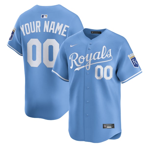 Kansas City Royals Nike Alternate Limited Custom Jersey - Light Blue/White