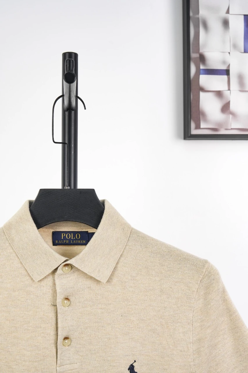 Ralph Lauren Beige Pony Embroidered Plain Knit Polo Shirt product photo from LabelPicks