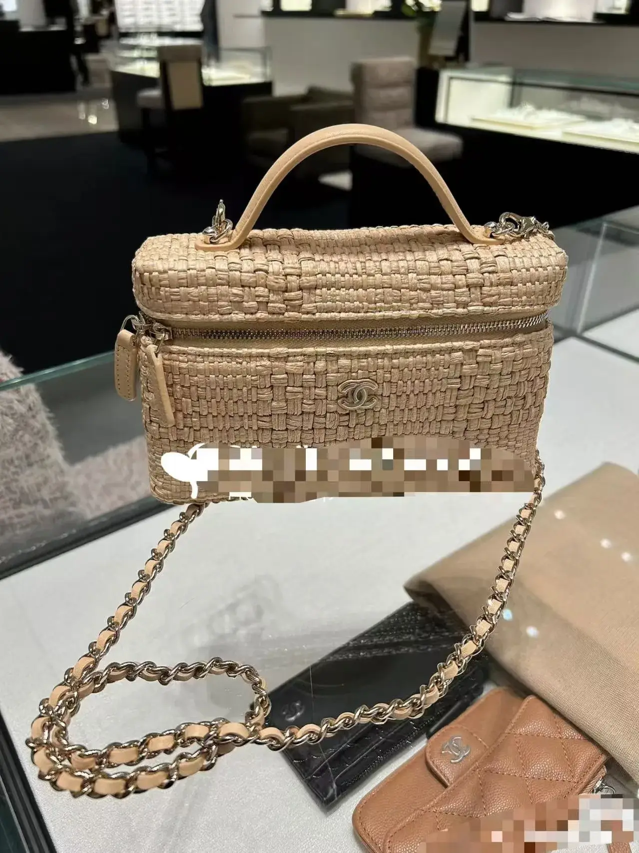 Chanel Beige Woven Leather Top Handle Bag product photo from LabelPicks