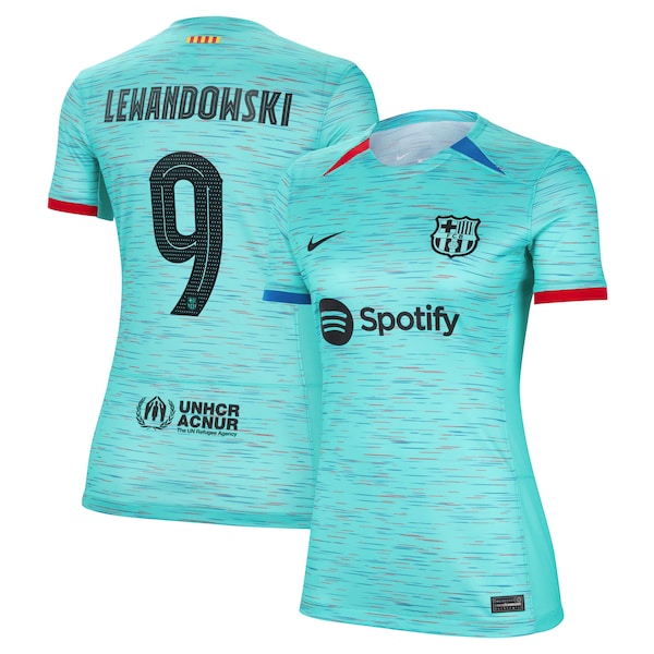 Robert Lewandowski Barcelona Nike Women's 2023/24 Third Replica Jersey - Aqua