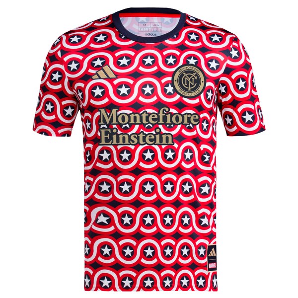 New York City FC adidas 2024 Americana x Captain America Pre-Match Top - Red