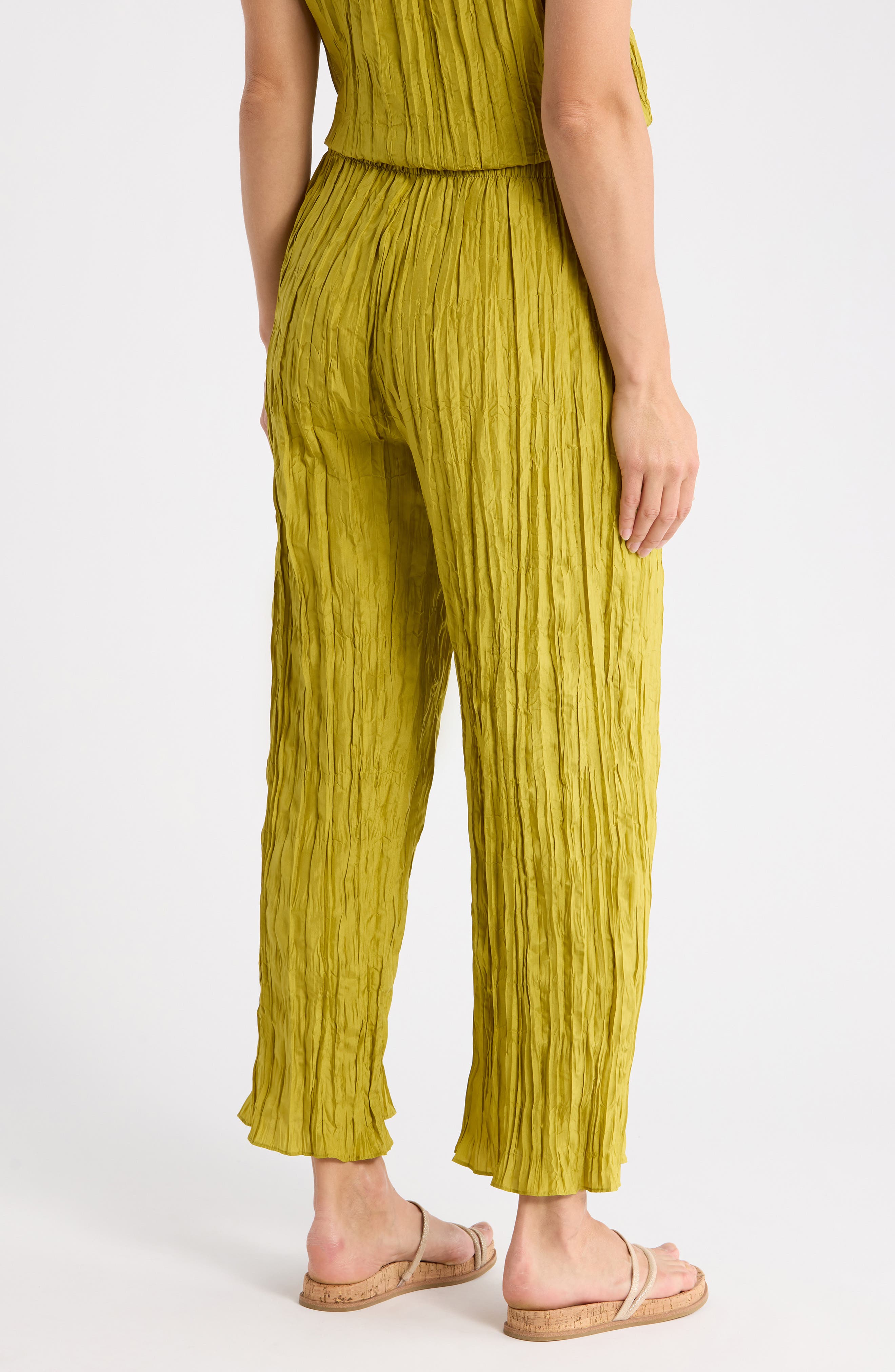 Eileen Fisher Crinkled Silk Wide Leg Pants
