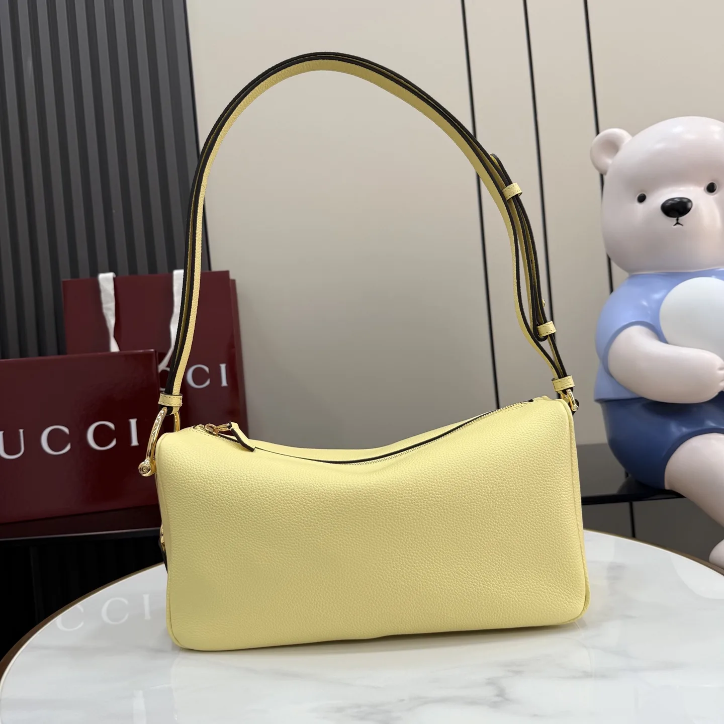 Gucci Horsebit Yellow Grained Leather Shoulder Bag product photo from LabelPicks