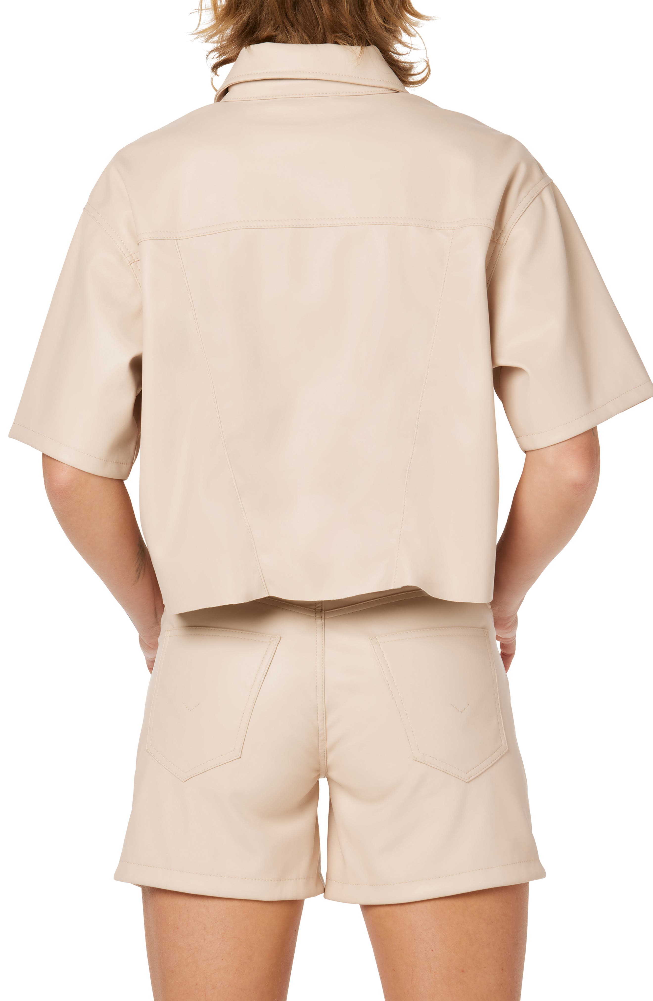 Hudson Jeans Oversize Crop Button-Up Top