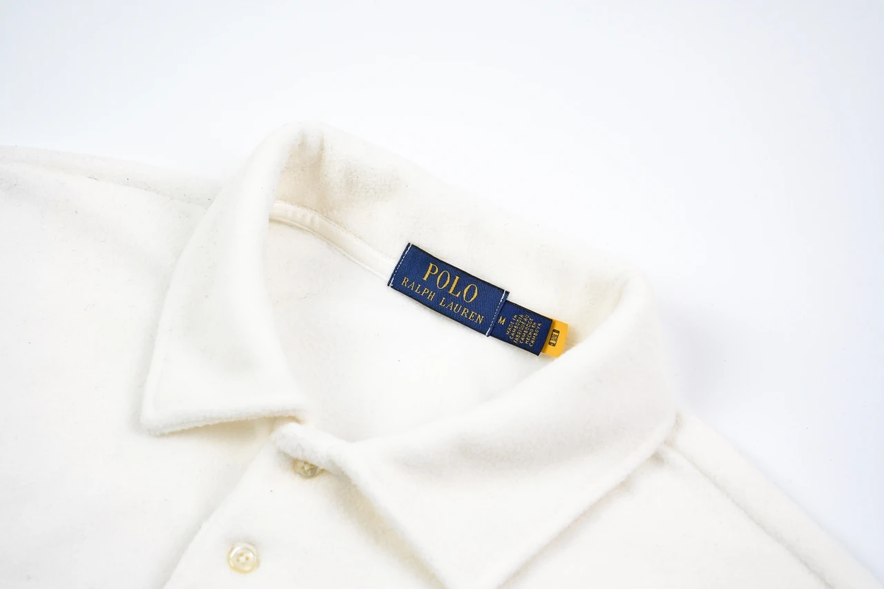 Ralph Lauren White Pony Embroidered Fleece Long Sleeve Polo Shirt product photo from LabelPicks