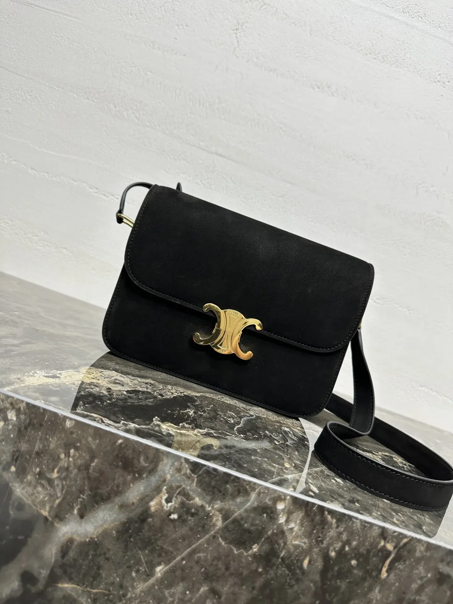 Celine Gold Triomphe Lambskin Crossbody Bag product photo from LabelPicks