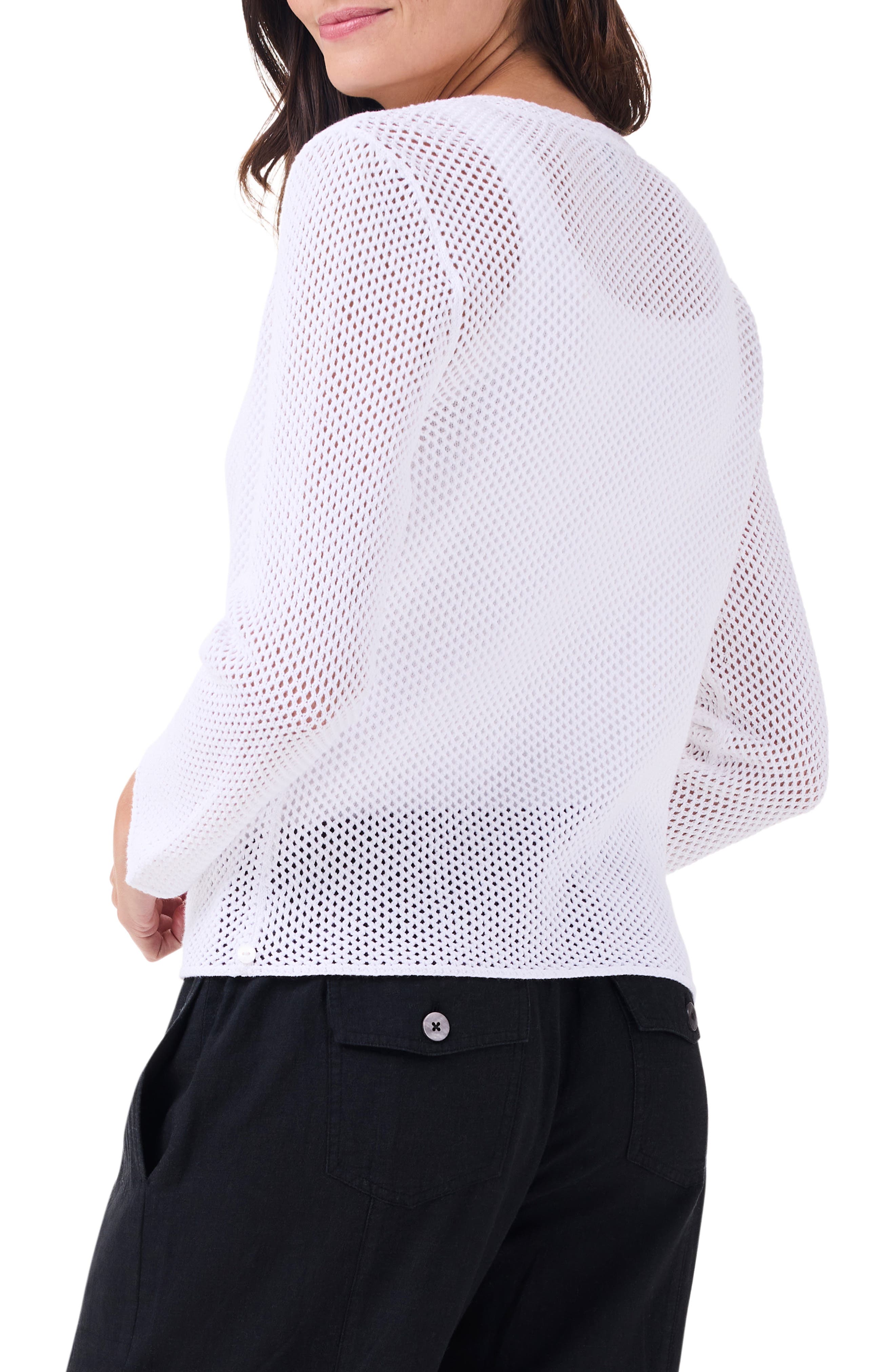 NIC+ZOE Open Stitch 4-Way Cotton Blend Cardigan