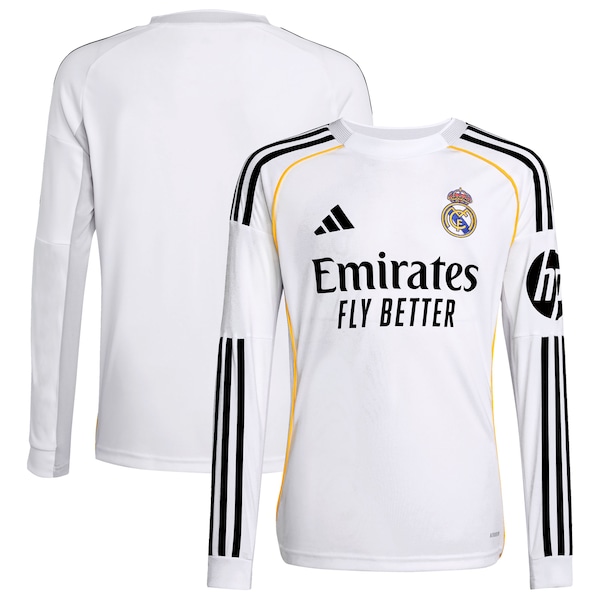 Los Merengues adidas Youth 2025/26 Home Replica Long Sleeve Jersey - White