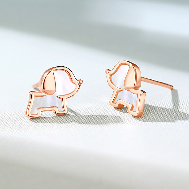 Original 925 sterling silver shell puppy earrings, made of 925 sterling silver, these cute and delicate earrings feature a girly design and are unique and stylish