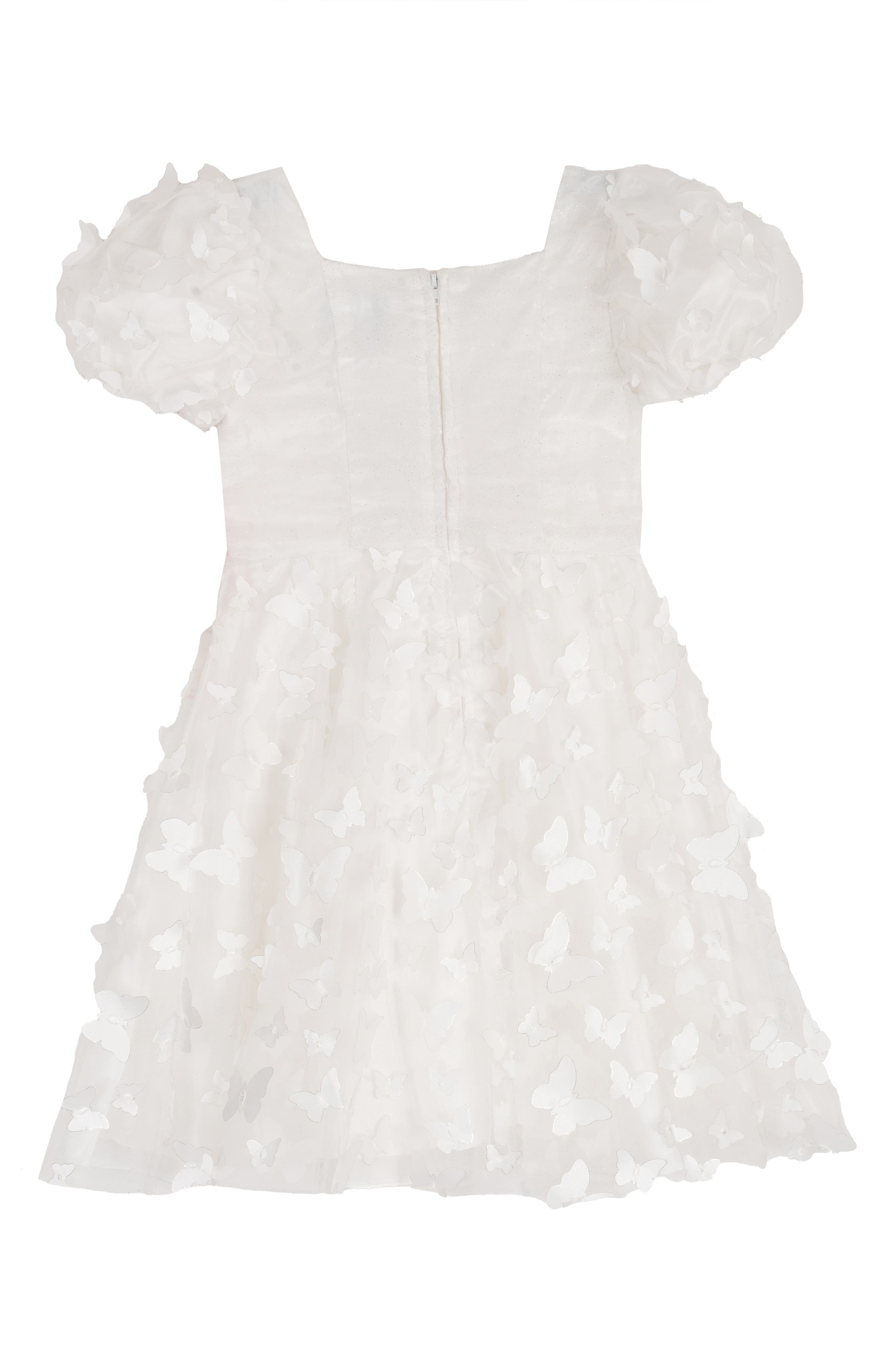 Rare Editions Kids' Ruched Bodice 3D Butterfly Party Dress