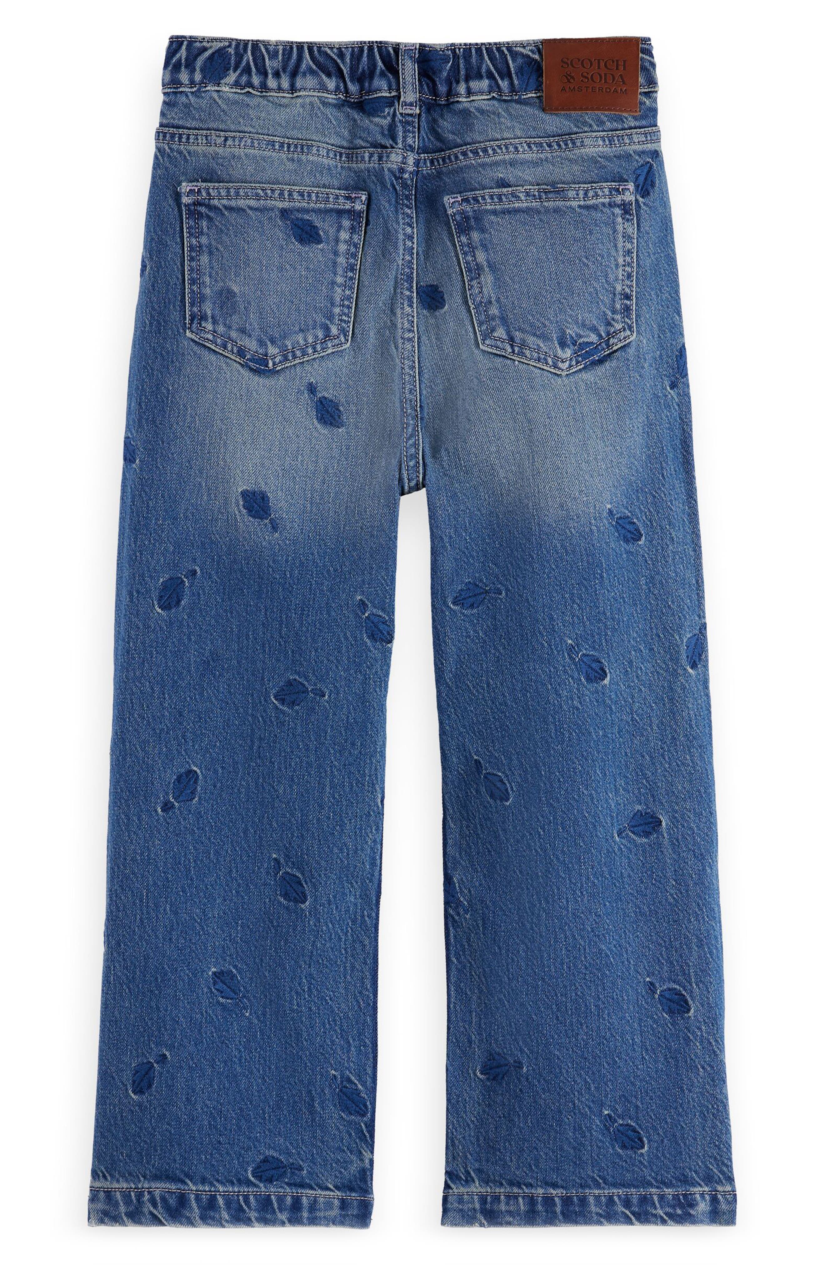 Scotch & Soda The Deep Loose Embroidered Wide Leg Denim Jeans