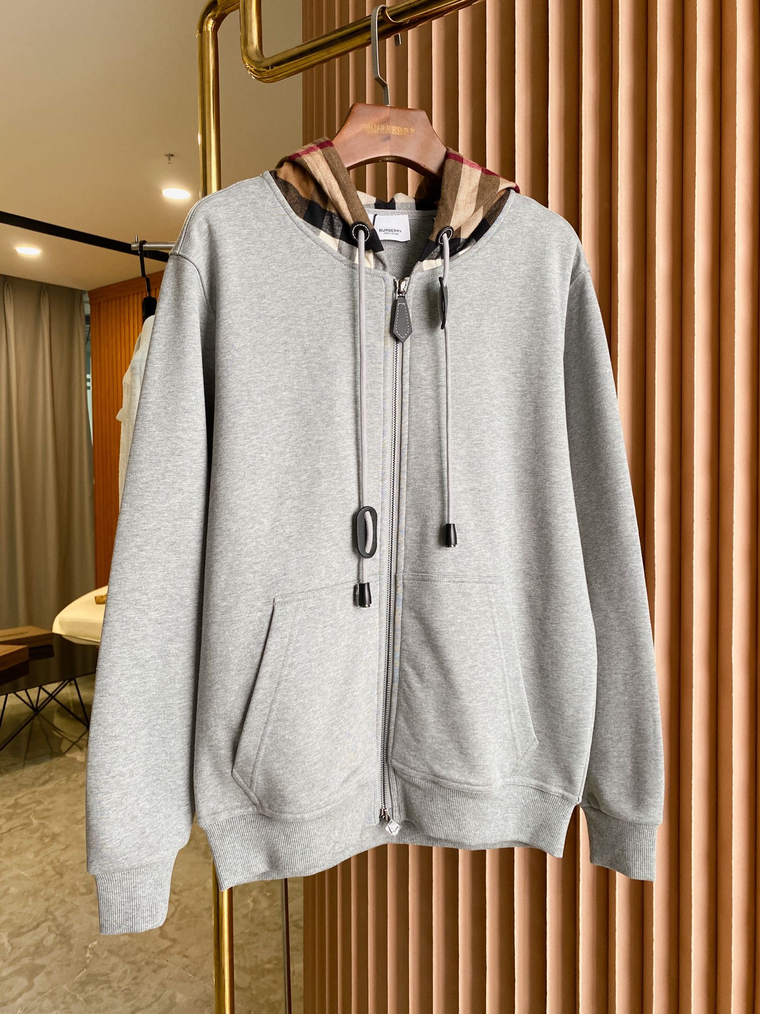 0918 New Unisex Plaid Cotton Blend Zip-Up Hoodie Jacket