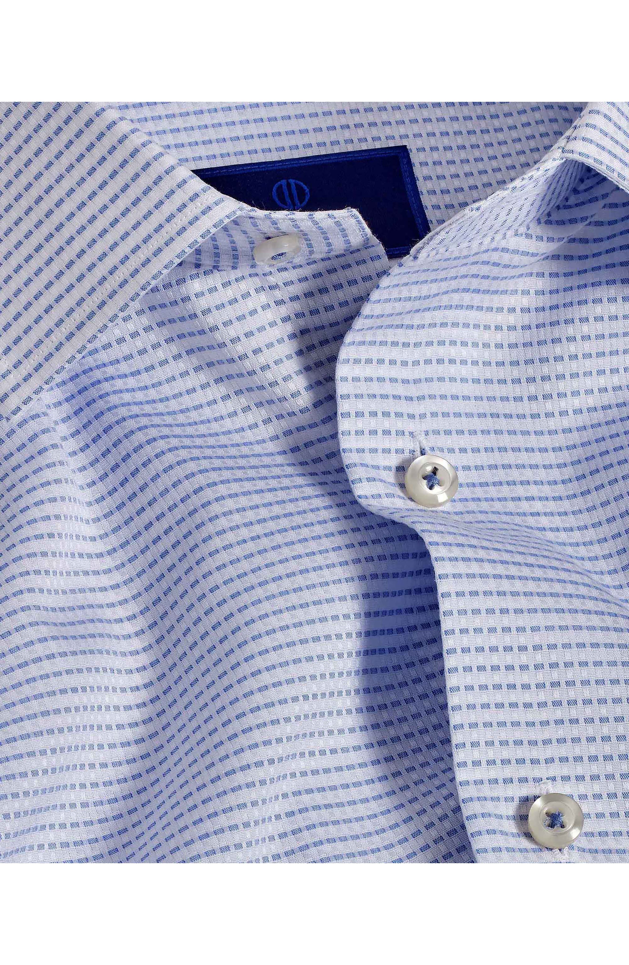 David Donahue Slim Fit Neat Cotton Dobby Dress Shirt