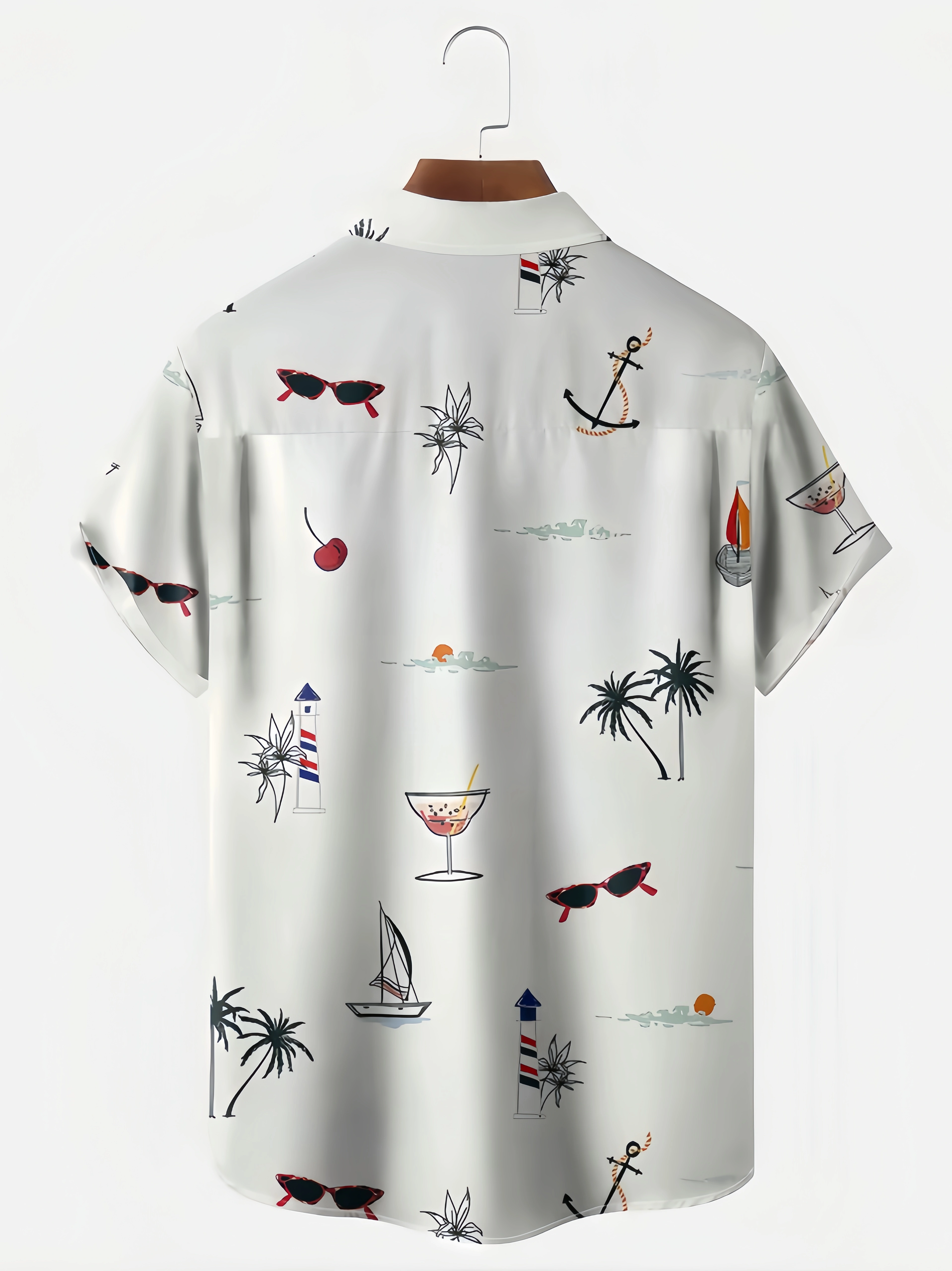 Coconut Tree Chest Pocket Short Sleeve Hawaiian Shirt