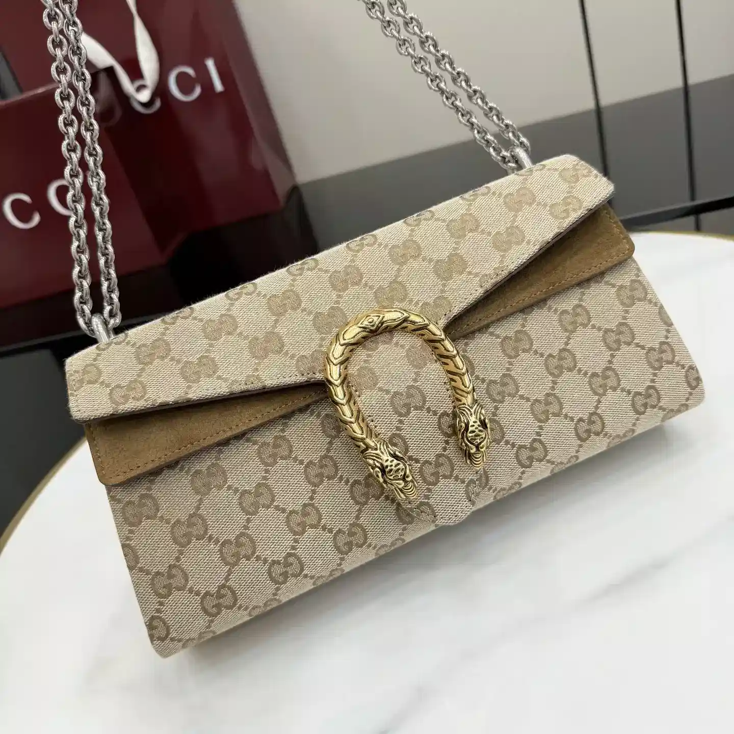 Gucci Brown Dionysus Suede Leather Shoulder Bag product photo from LabelPicks