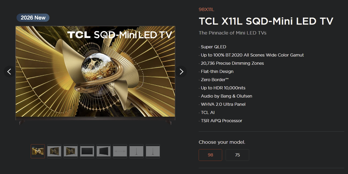 TCL X11L Super Quantom Dot Mini-LED 14400 / 20736 Dimming Zones 10000 nits Brand New - GreshamTech