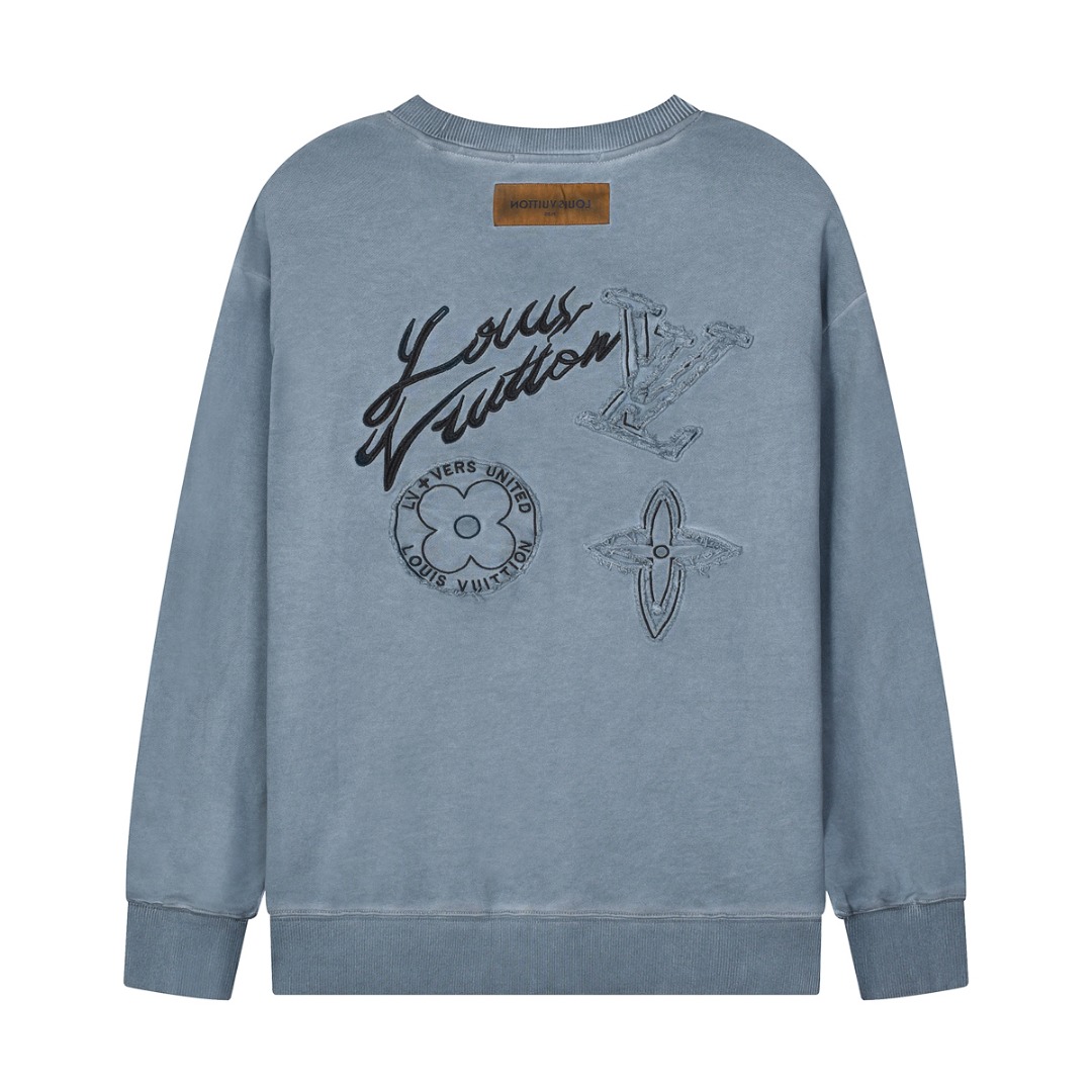 Personalized Patch Embroidery Print Long Sleeve Sweatshirt