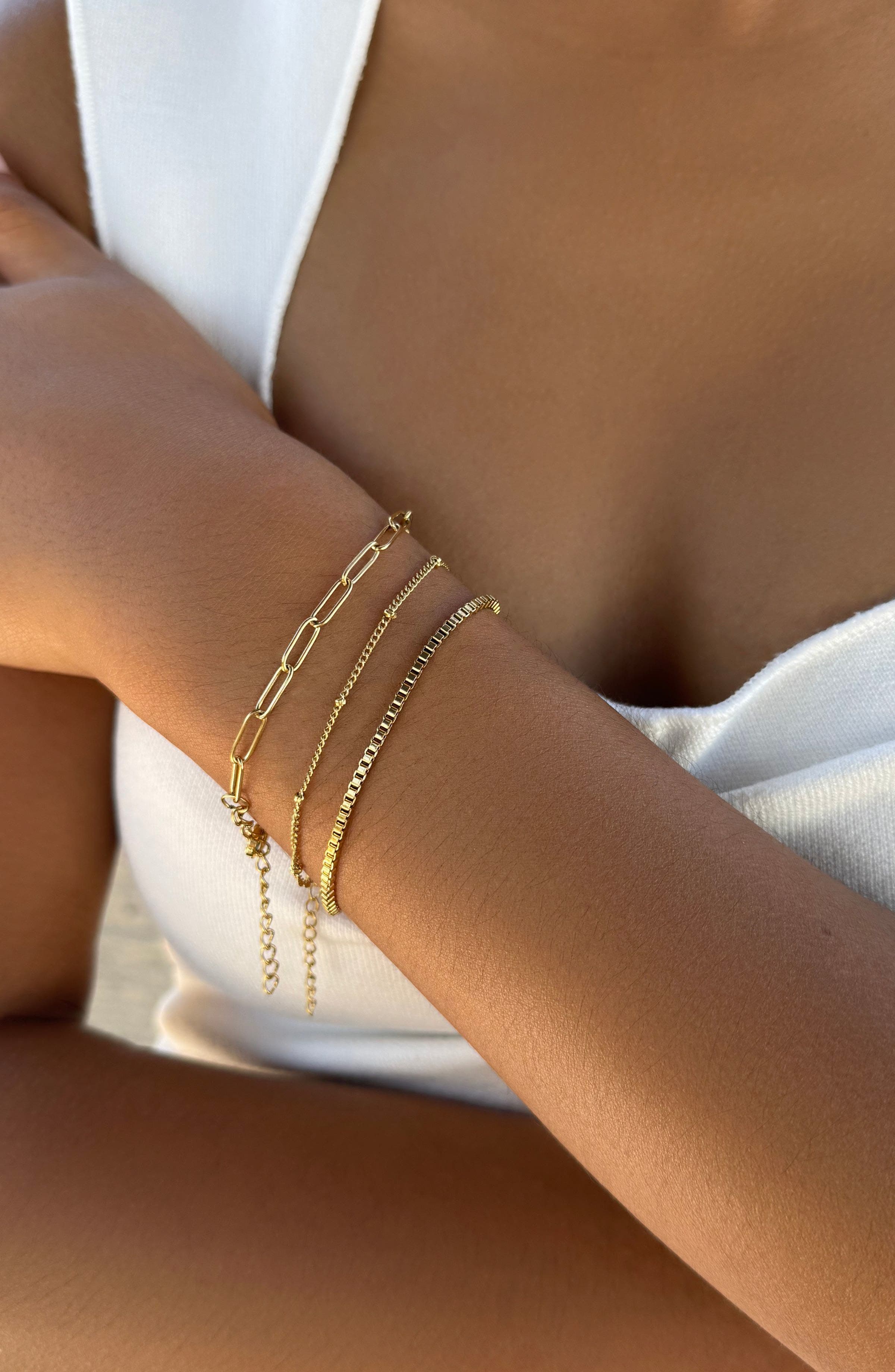 Adornia Tarnish Resistant Set of 3 Assorted Chain Bracelets