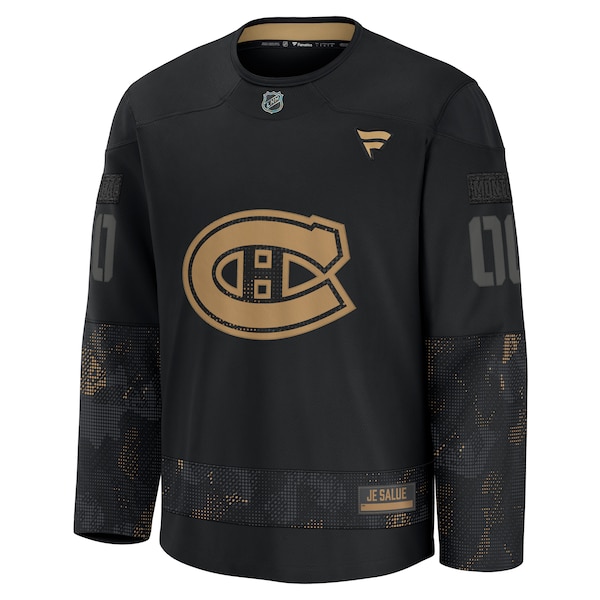 Montreal Canadiens  2024 Military Appreciation Personalized Long Sleeve Practice Jersey - Black