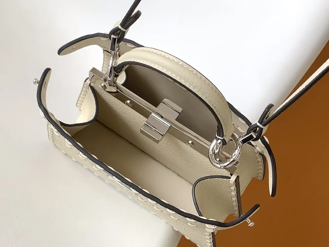 Fendi White Peekaboo Calfskin Top Handle Bag product photo from LabelPicks