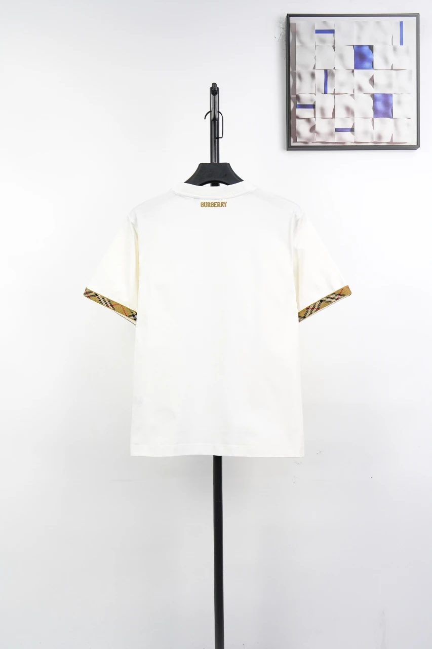 Burberry White Check Sleeve Trim Crewneck T-Shirt product photo from LabelPicks