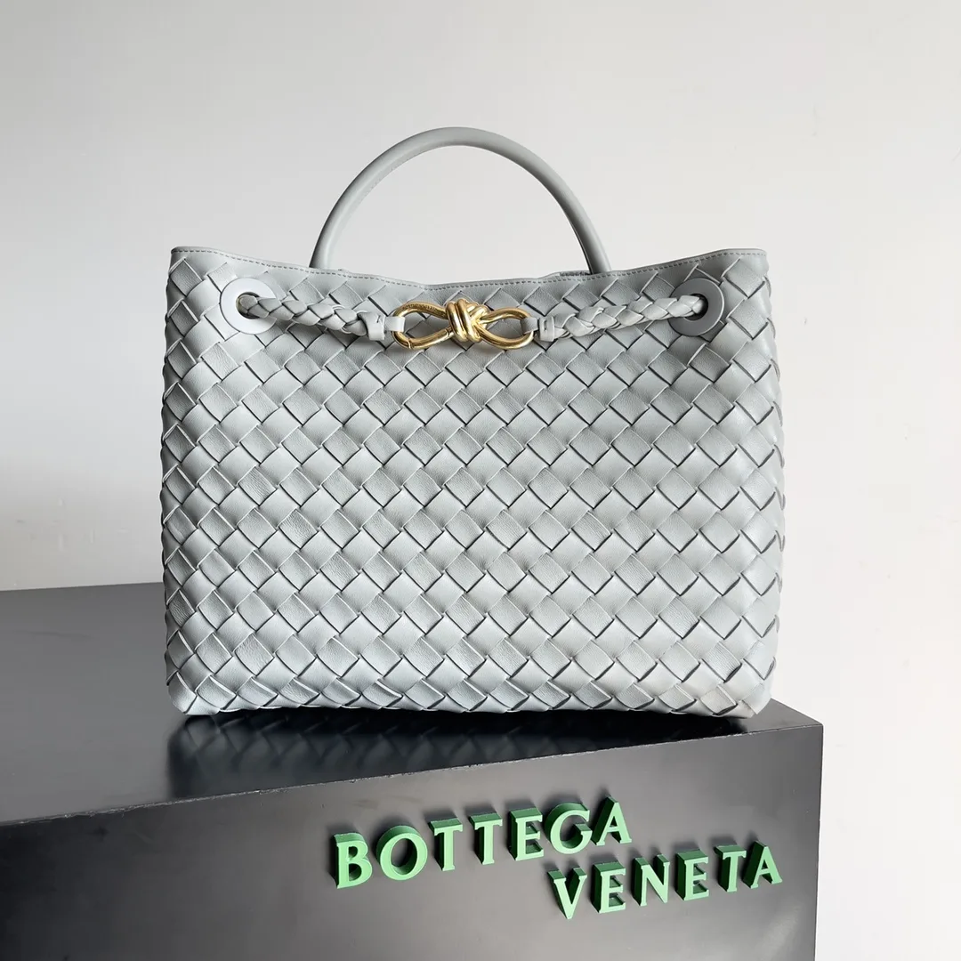 Bottega Veneta White Andiamo Intrecciato Woven Leather Top Handle Bag product photo from LabelPicks