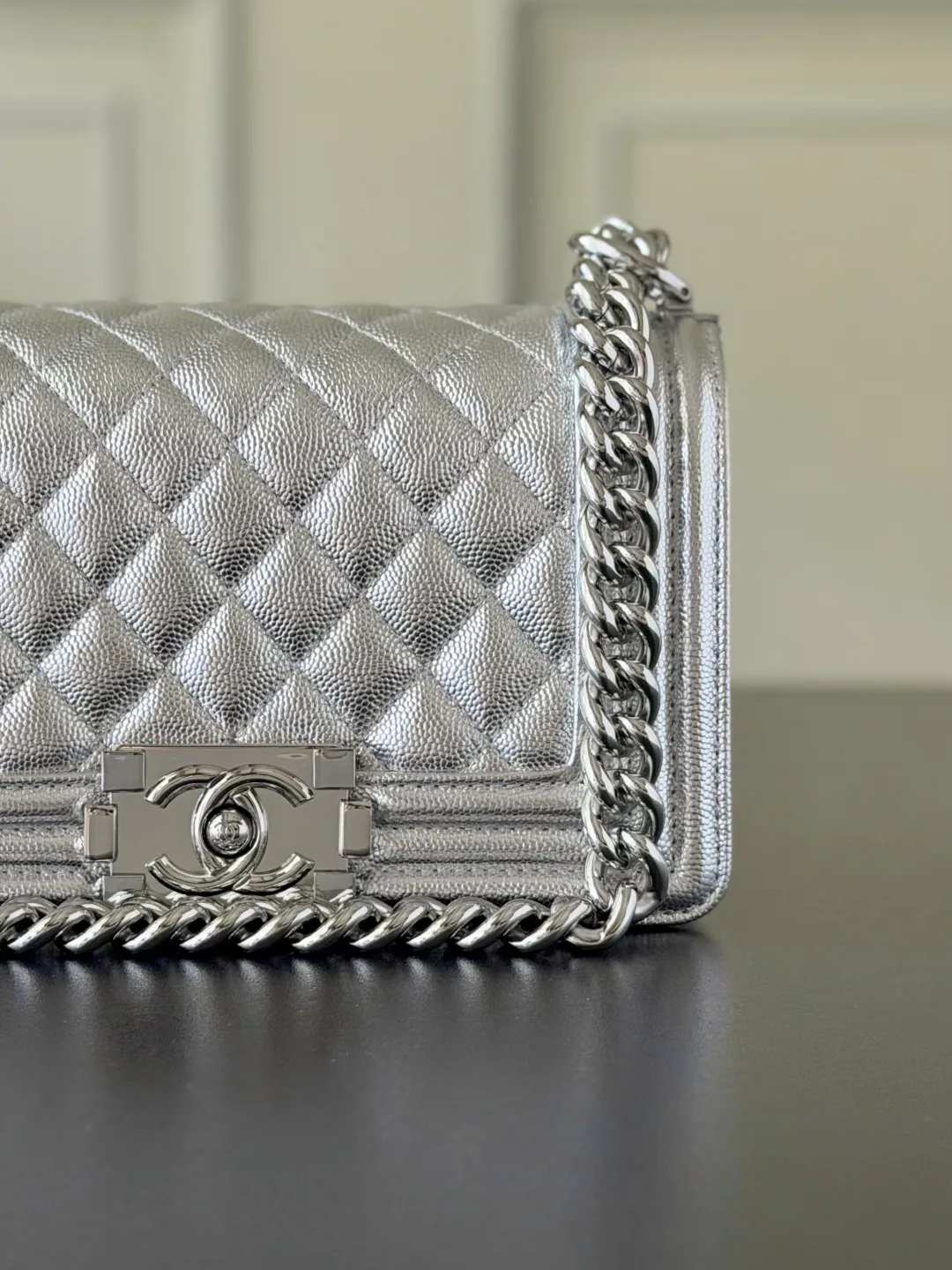 Chanel Silver Quilted Leather Crossbody Bag product photo from LabelPicks