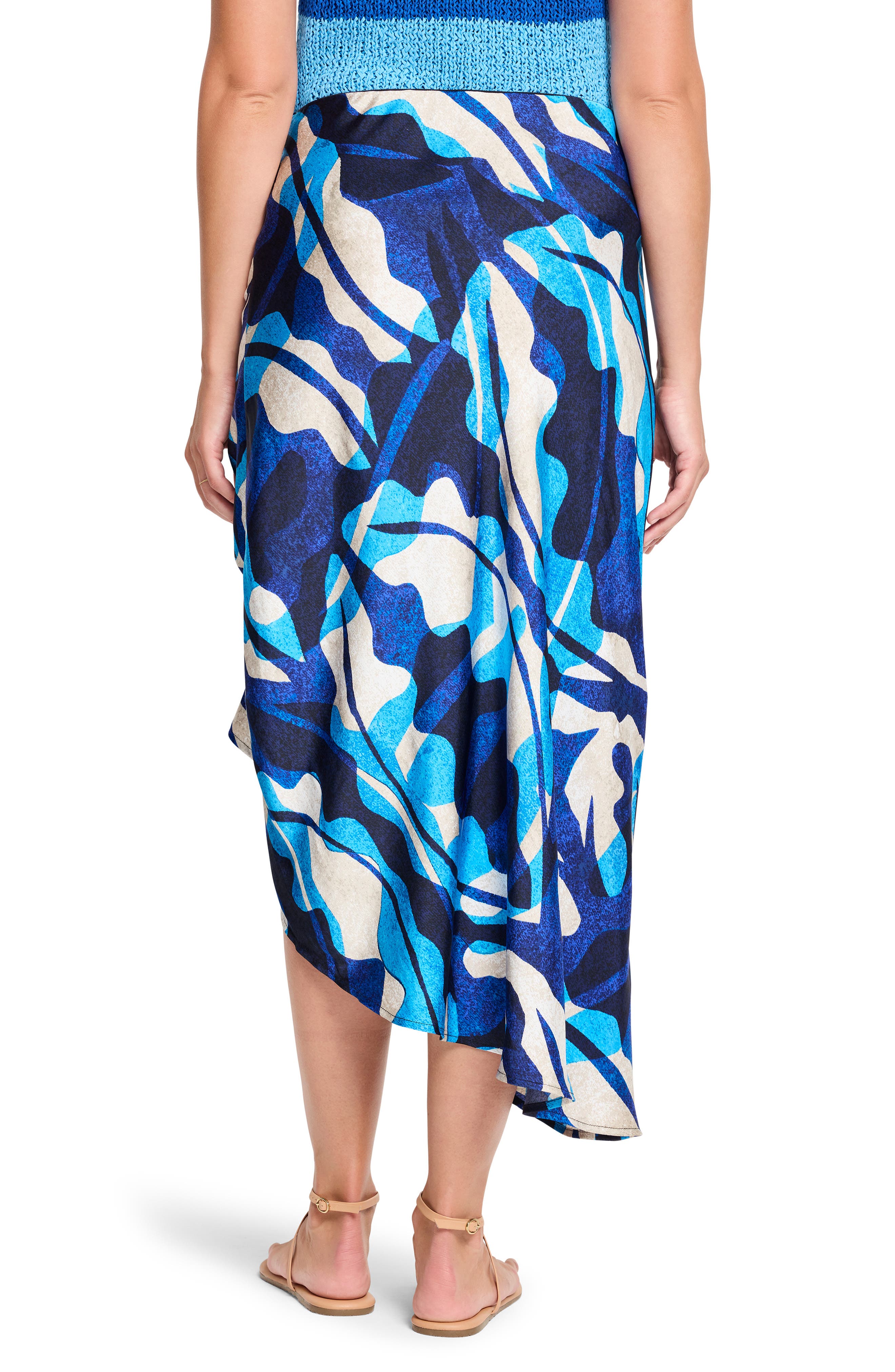 NIC+ZOE Aqua Surf Asymmetric Side Ruched Skirt