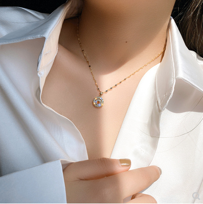 Small group design of rotatable round titanium steel necklace