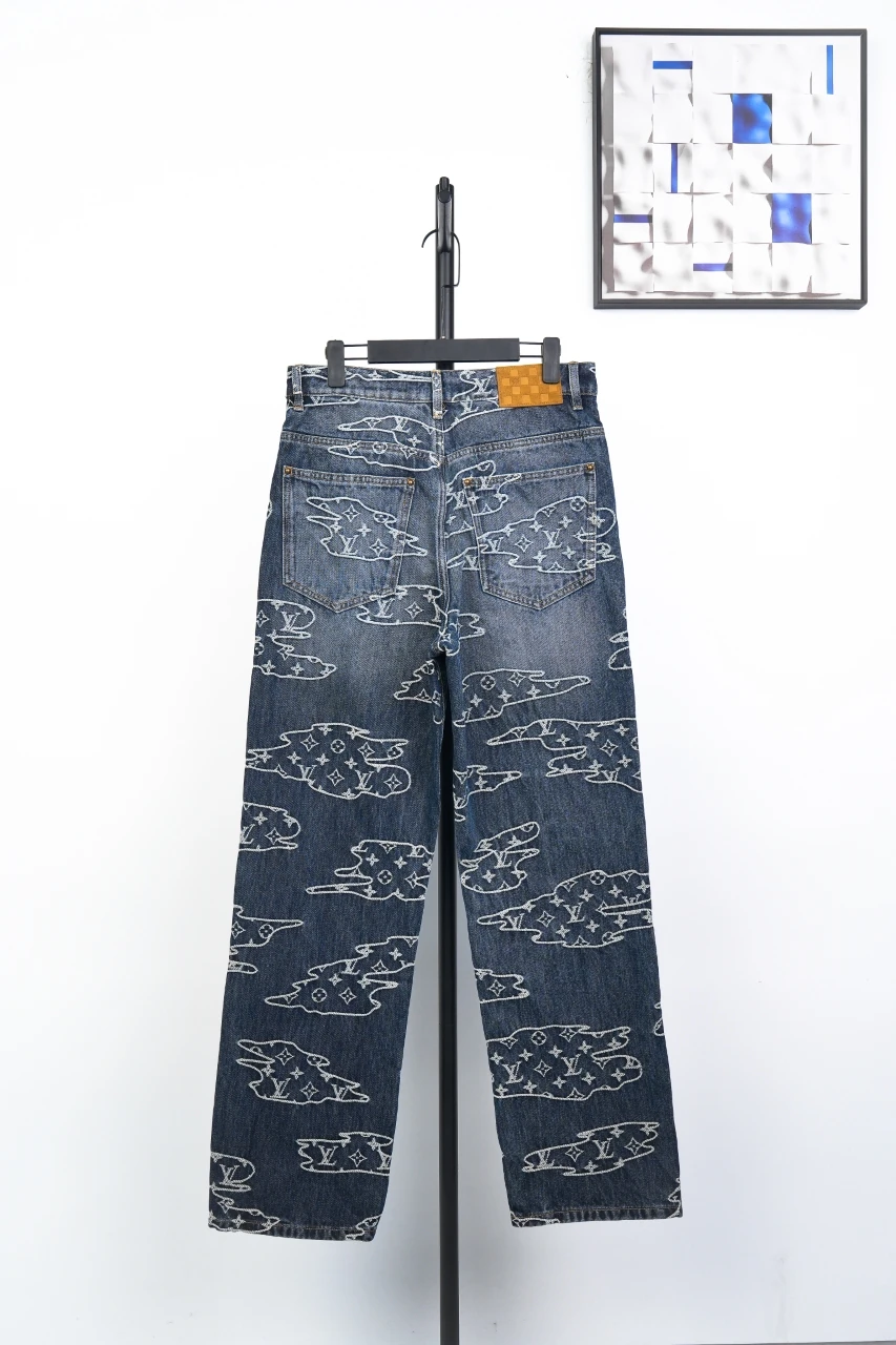 Louis Vuitton Blue Cloud Jacquard Denim Pants product photo from LabelPicks
