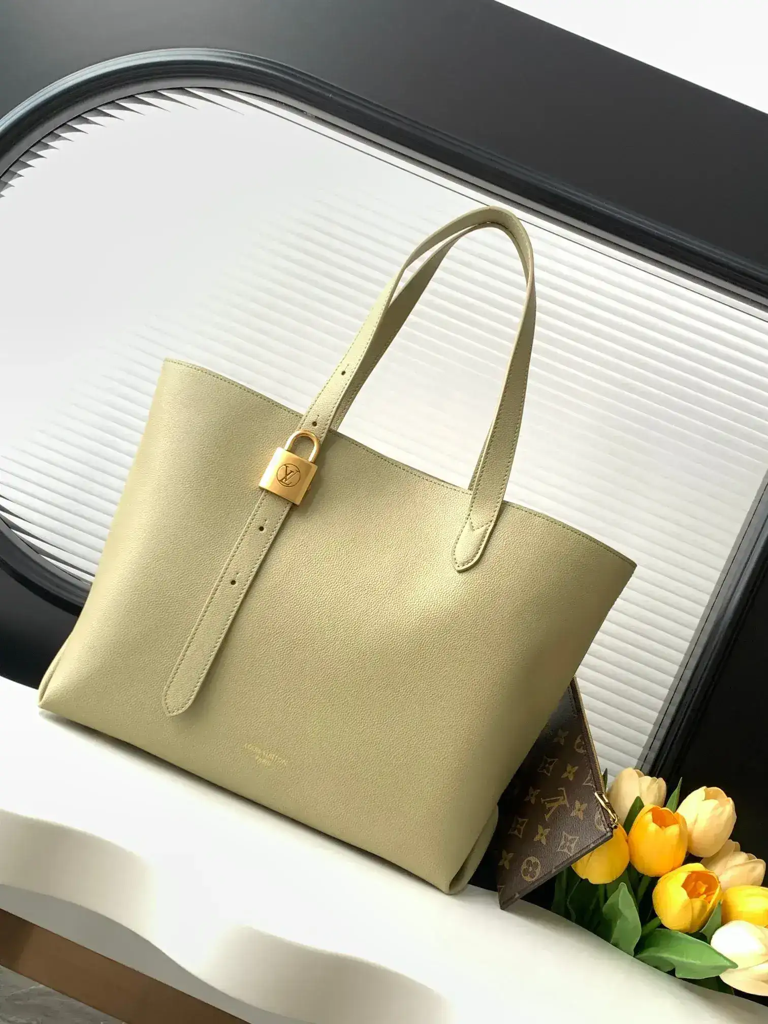 Louis Vuitton Black Grained Leather Tote Bag product photo from LabelPicks