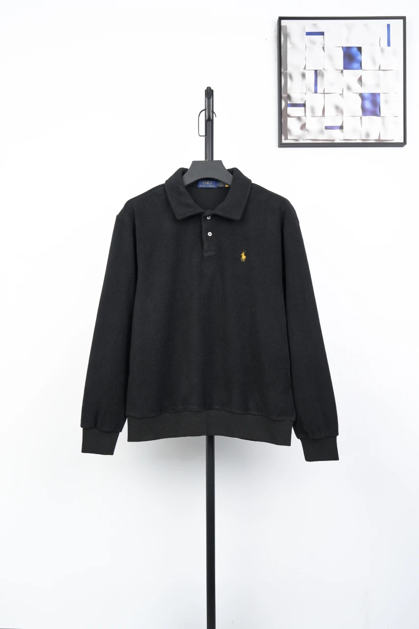 Ralph Lauren Black Pony Embroidered Fleece Long Sleeve Polo Shirt product photo from LabelPicks
