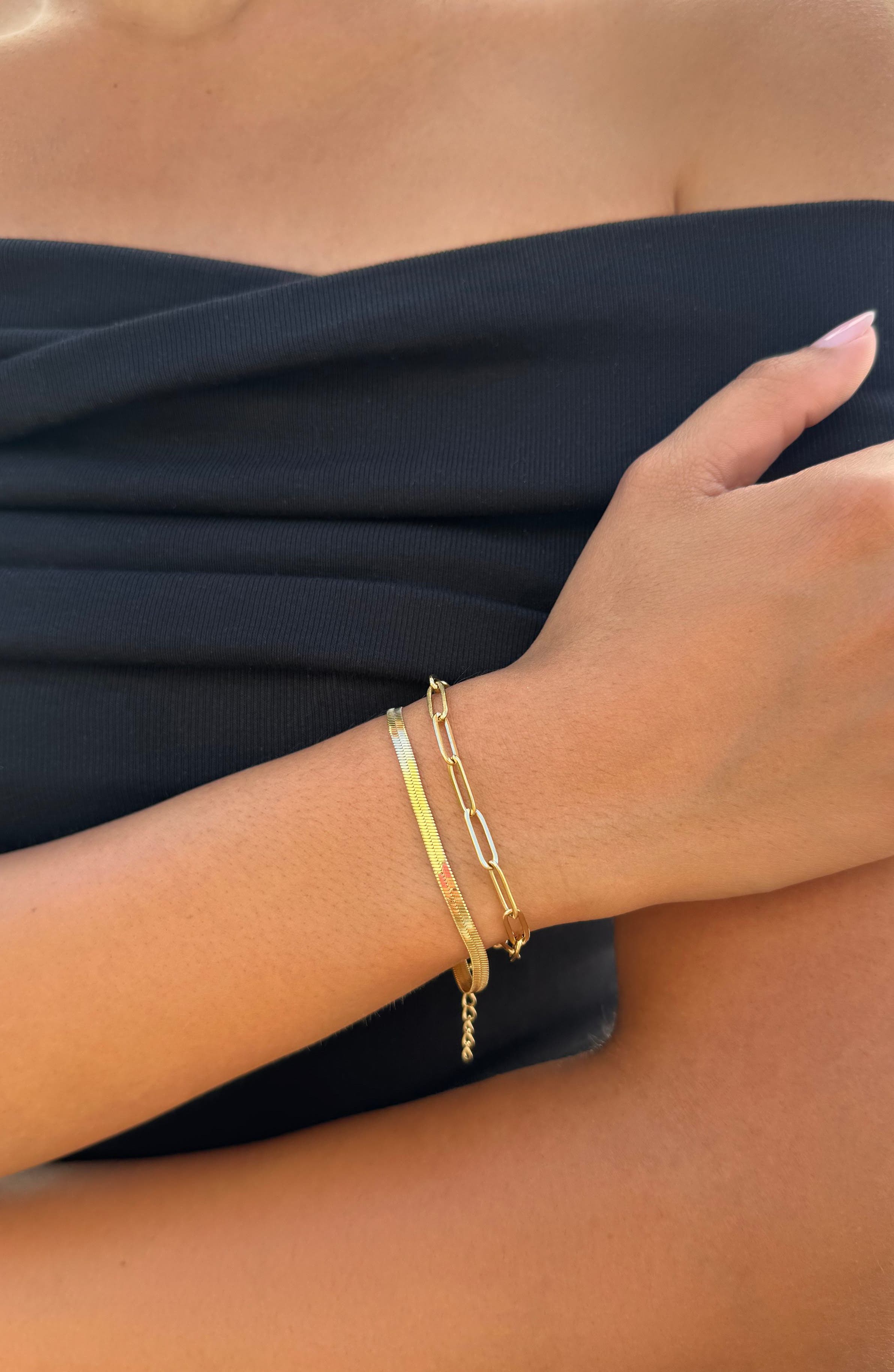 Adornia Set of 2 18K Gold Plated Chain Bracelets