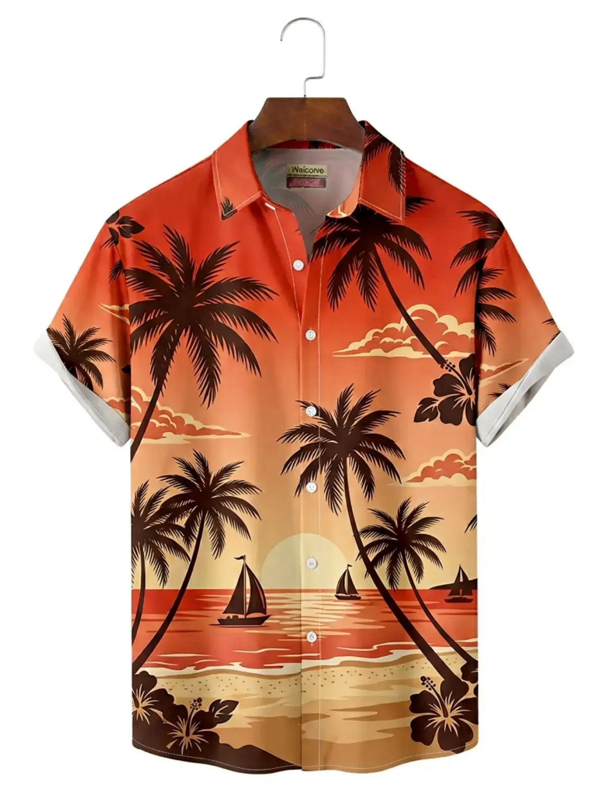 Men's printed shirts Sunset Palm Tree Hawaiian Shirt