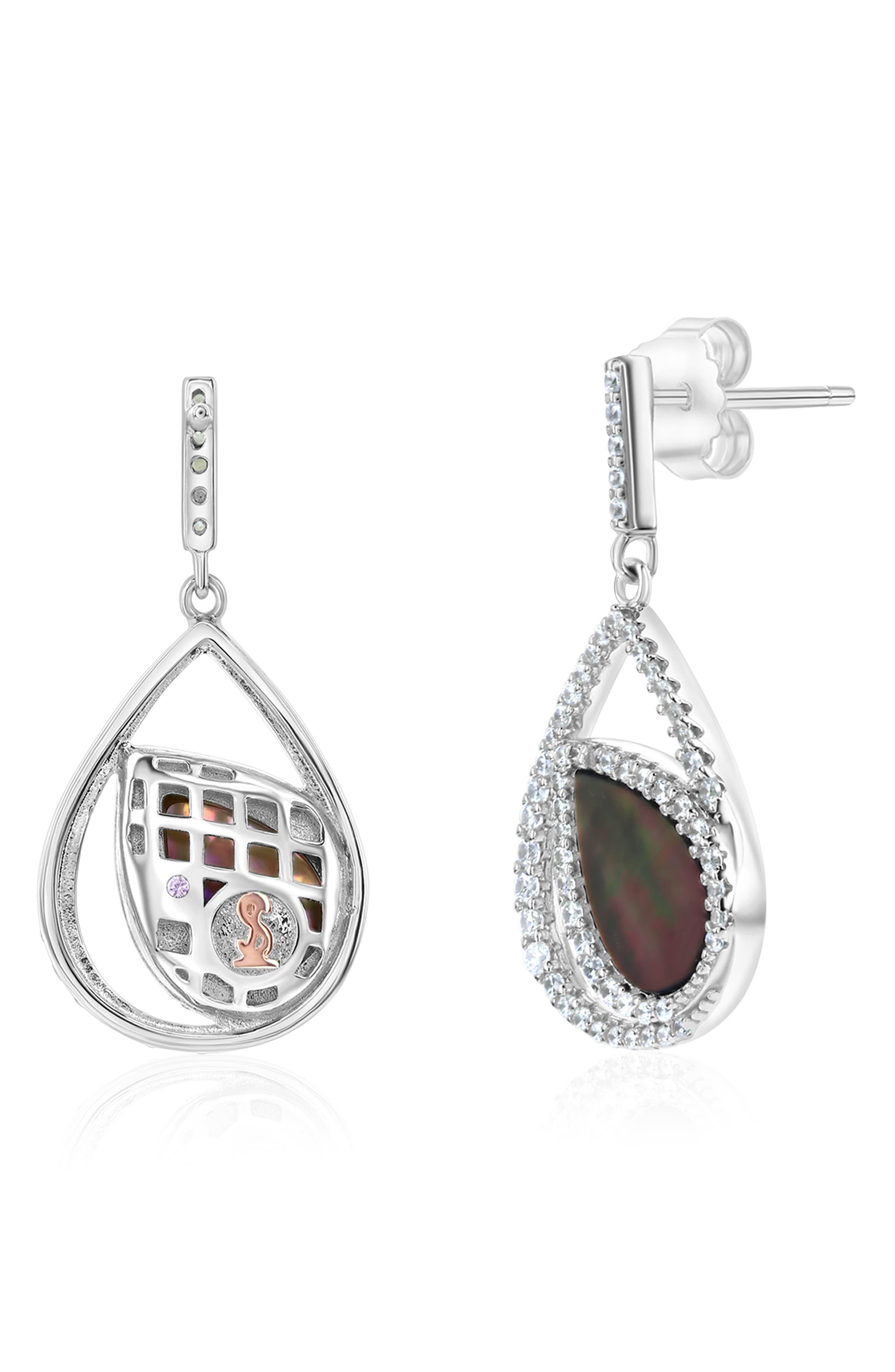 SUZY LEVIAN Cubic Zirconia & Black Mother-of-Pearl Drop Earrings