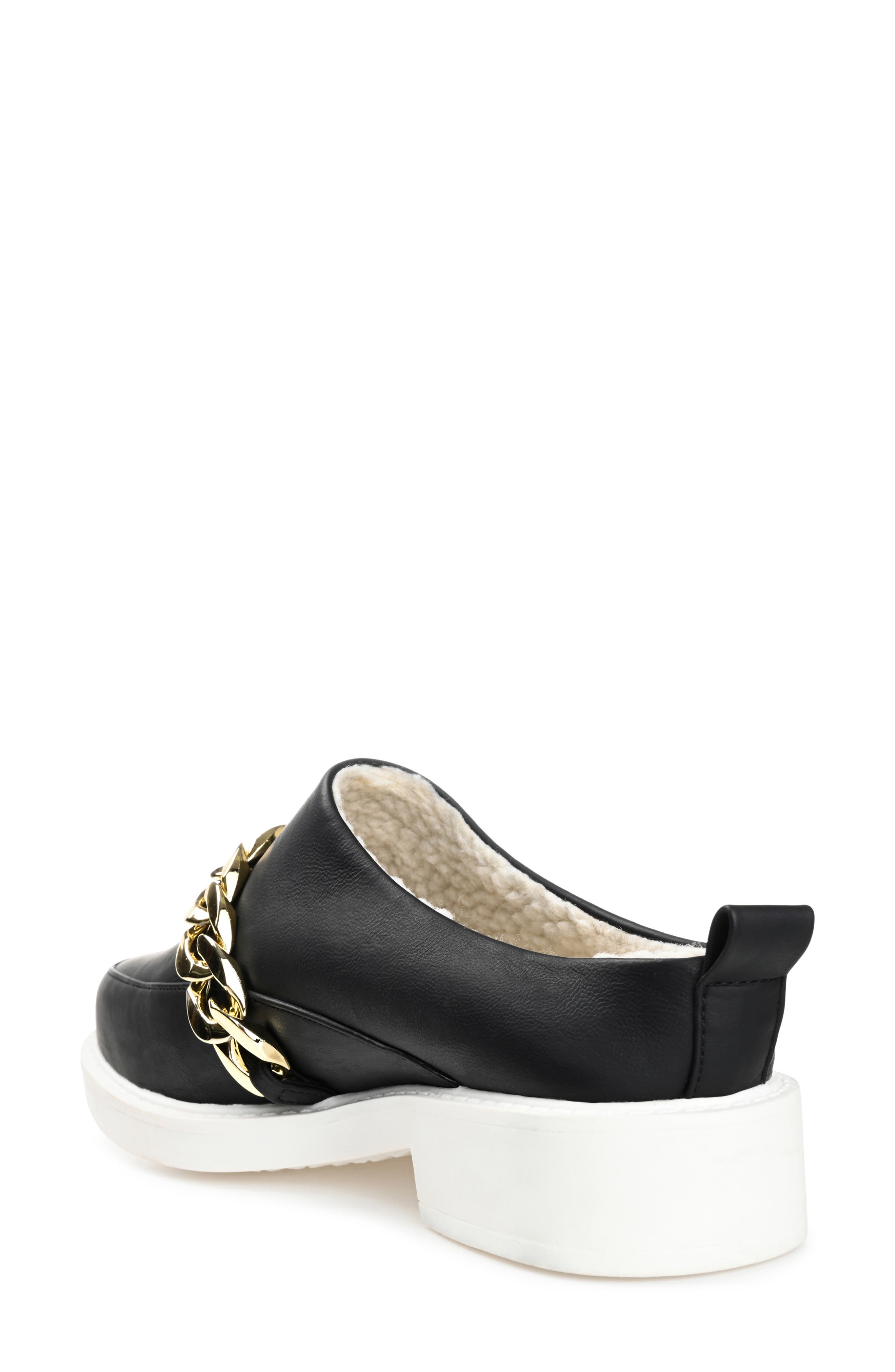 Journee Collection Sheah Chain Strap Faux Fur Lined Mule