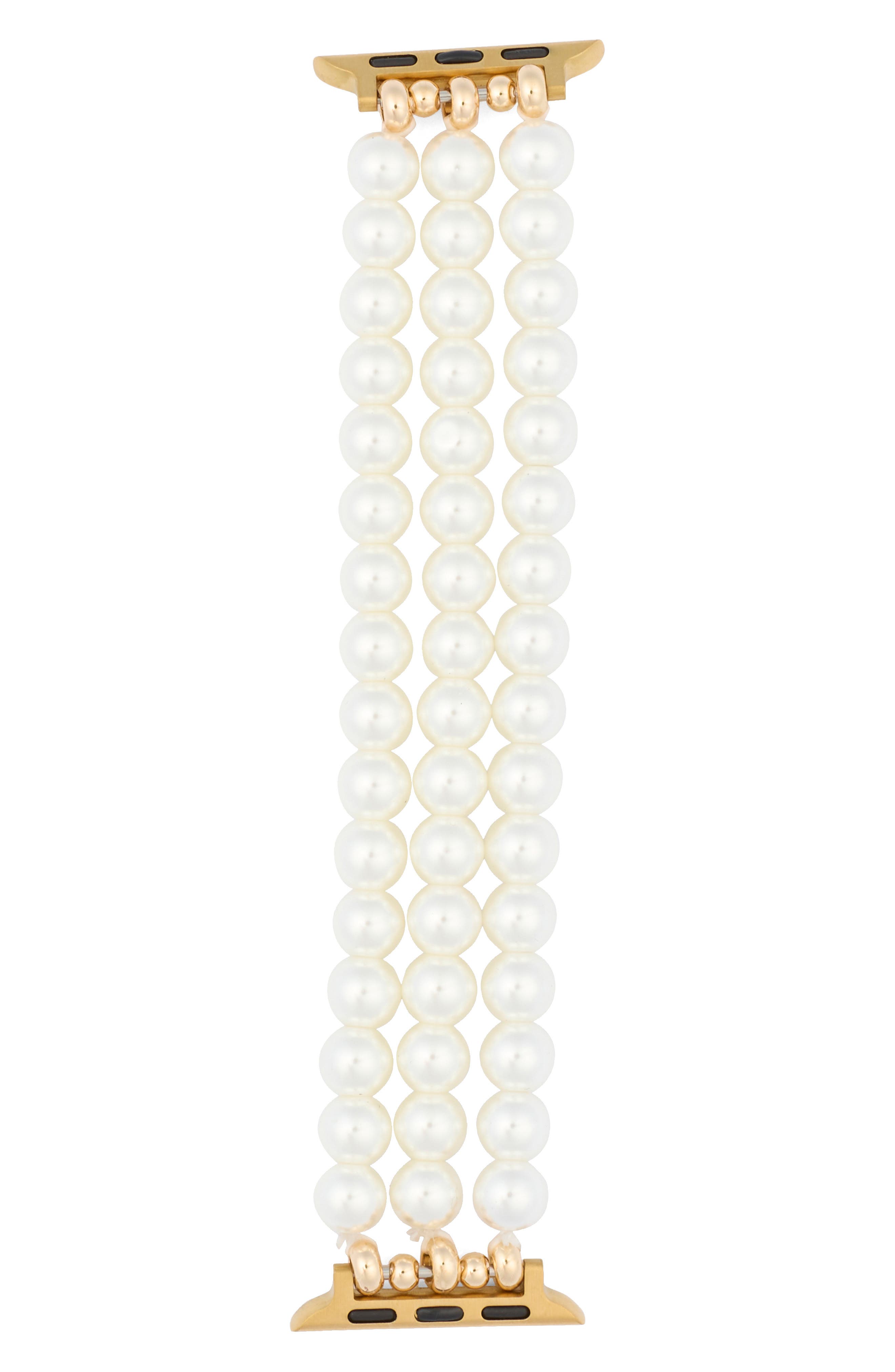 NORDSTROM RACK 3-Row Faux Pearl Apple Watch® Watchband