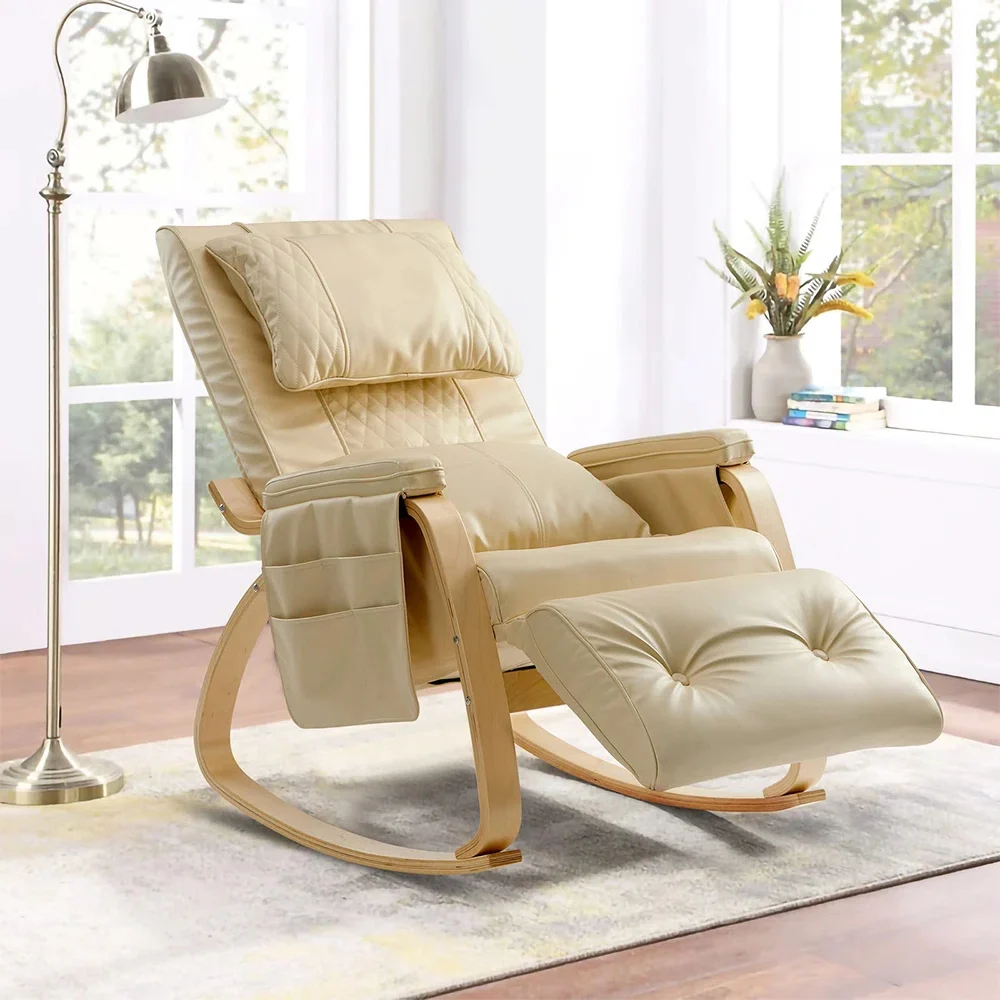 Heated Massage Rocking Chair - PU Leather Recliner with Vibration