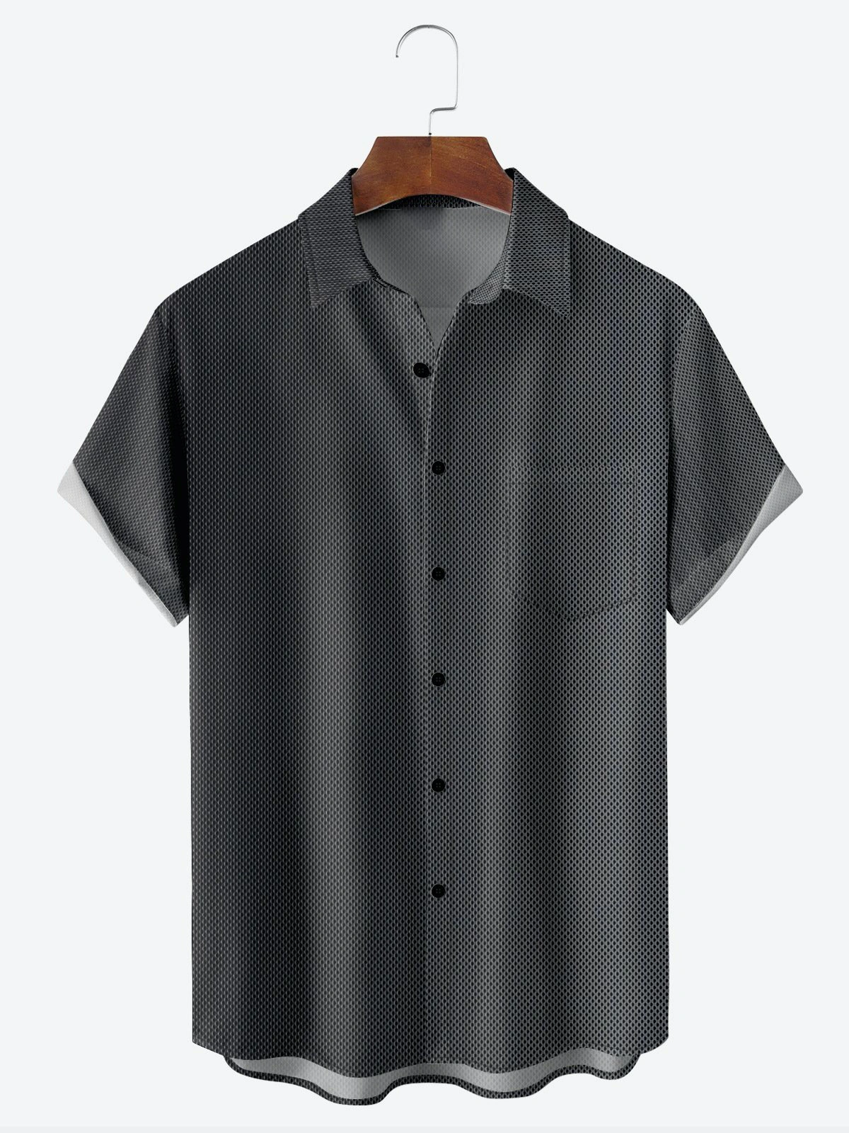 Gradient Color Chest Pocket Short Sleeve Casual Shirt