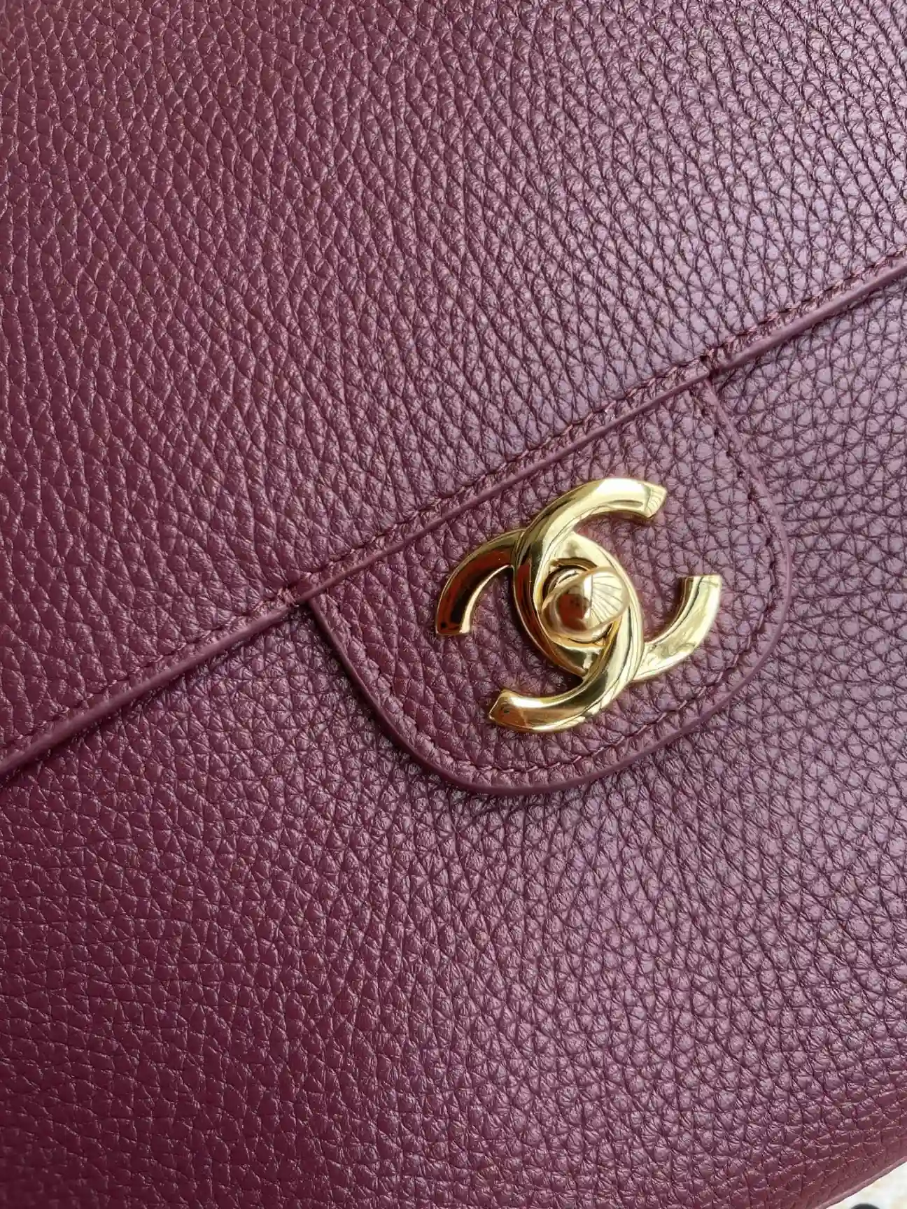 Chanel Classic Flap Burgundy Grained Leather Top Handle Bag product photo from LabelPicks