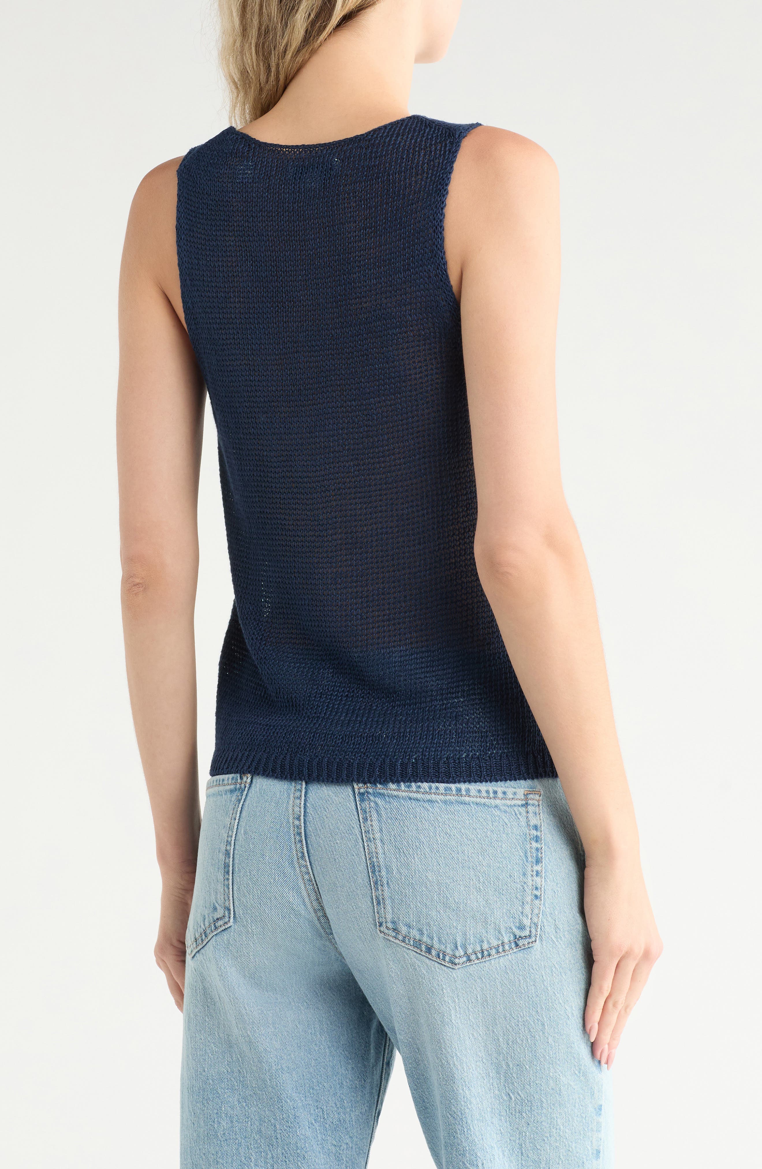 Vince Beachy Linen Open Stitch Tank