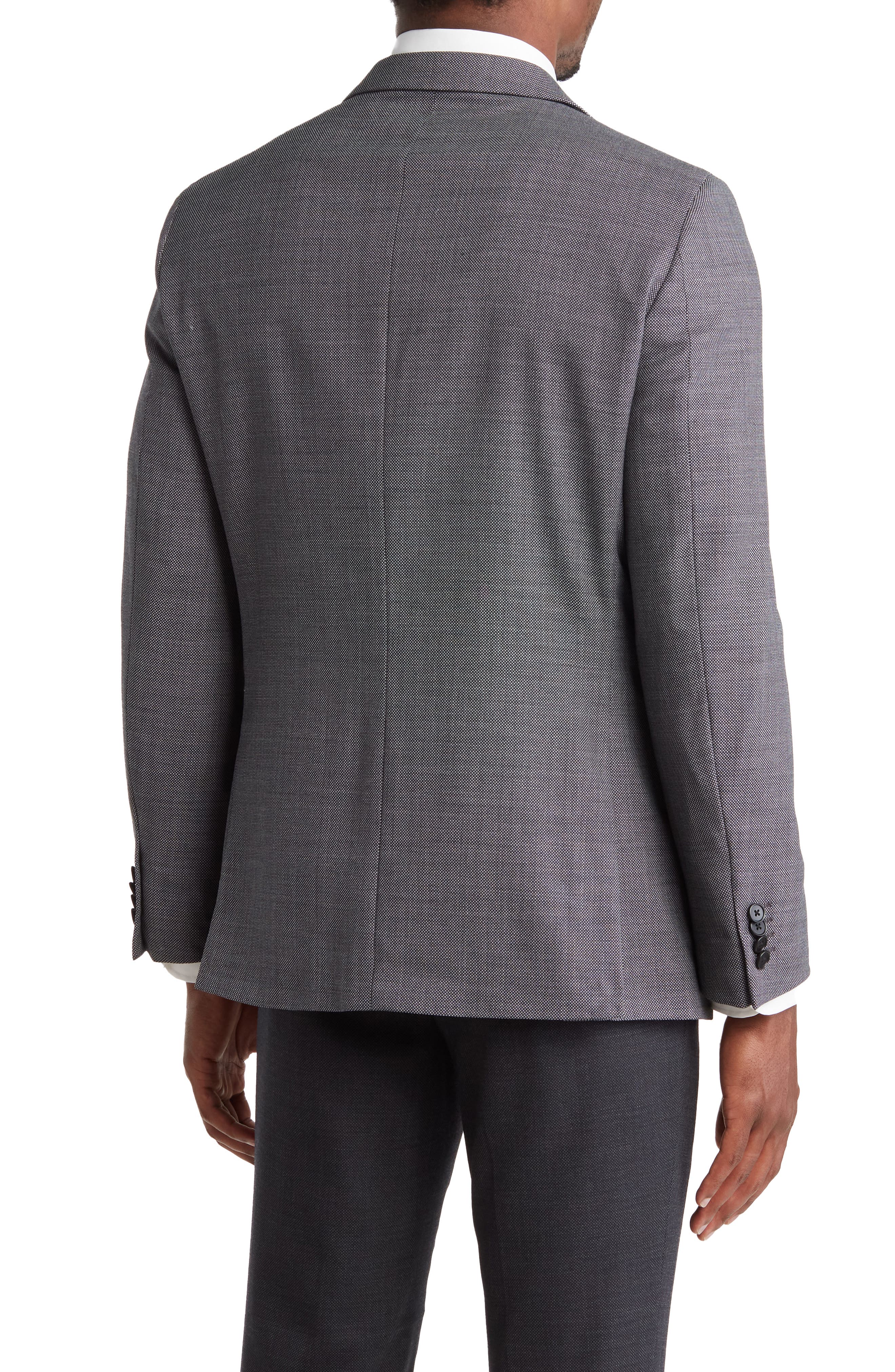 Original Penguin Charcoal Grey Birdseye Stretch Suit Jacket