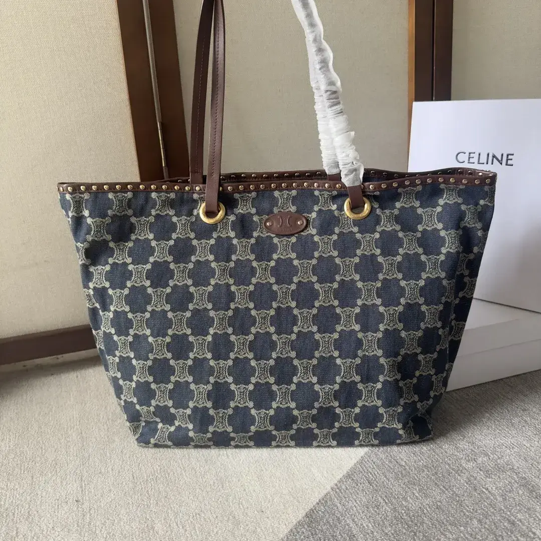 Celine Triomphe Brown Denim Tote Bag product photo from LabelPicks